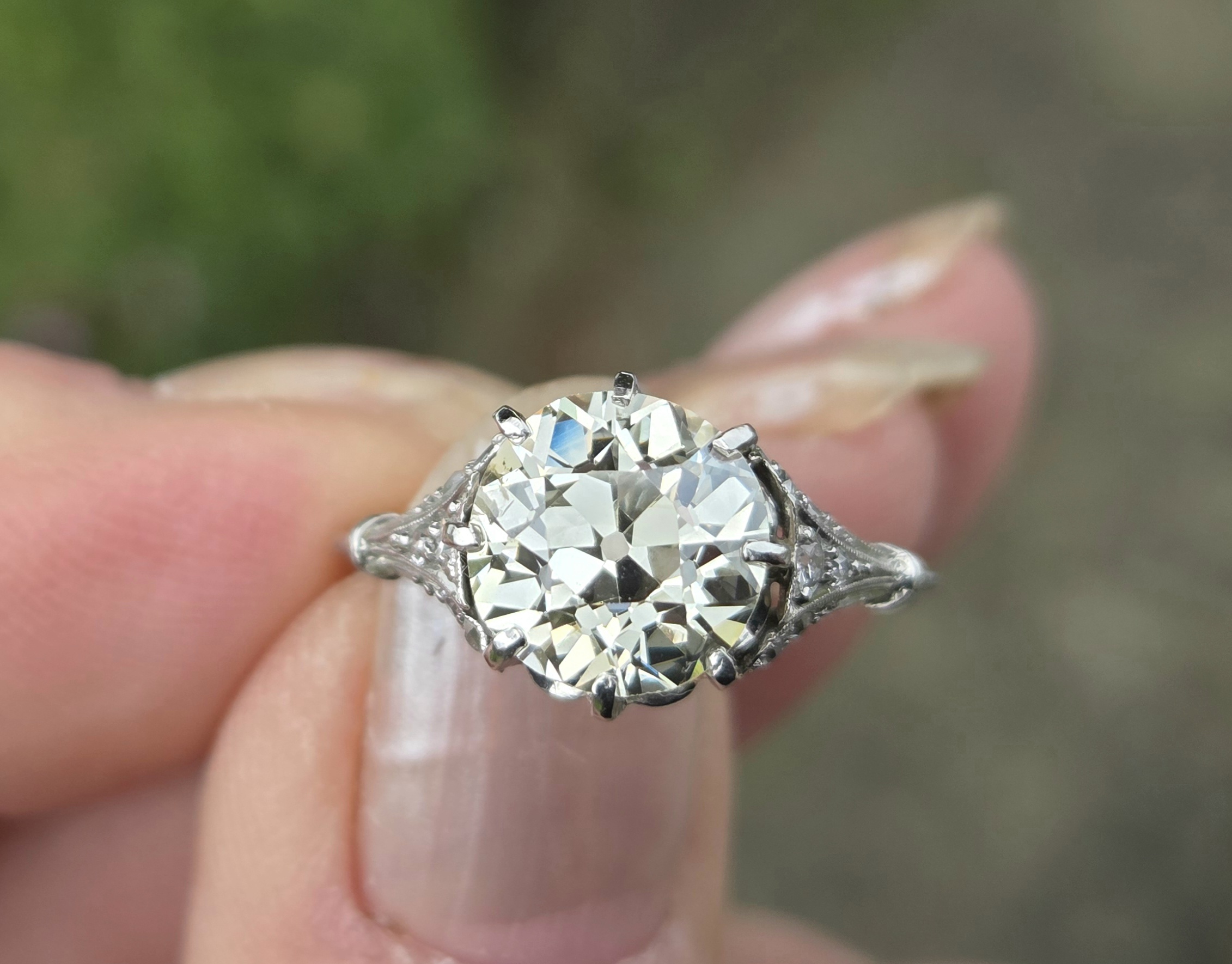 Original 1920s 3ct Old Cut Diamond Solitaire - Image 5