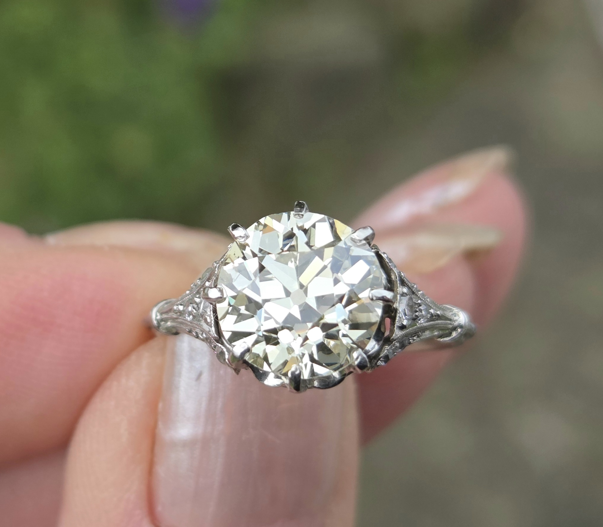Original 1920s 3ct Old Cut Diamond Solitaire - Image 6