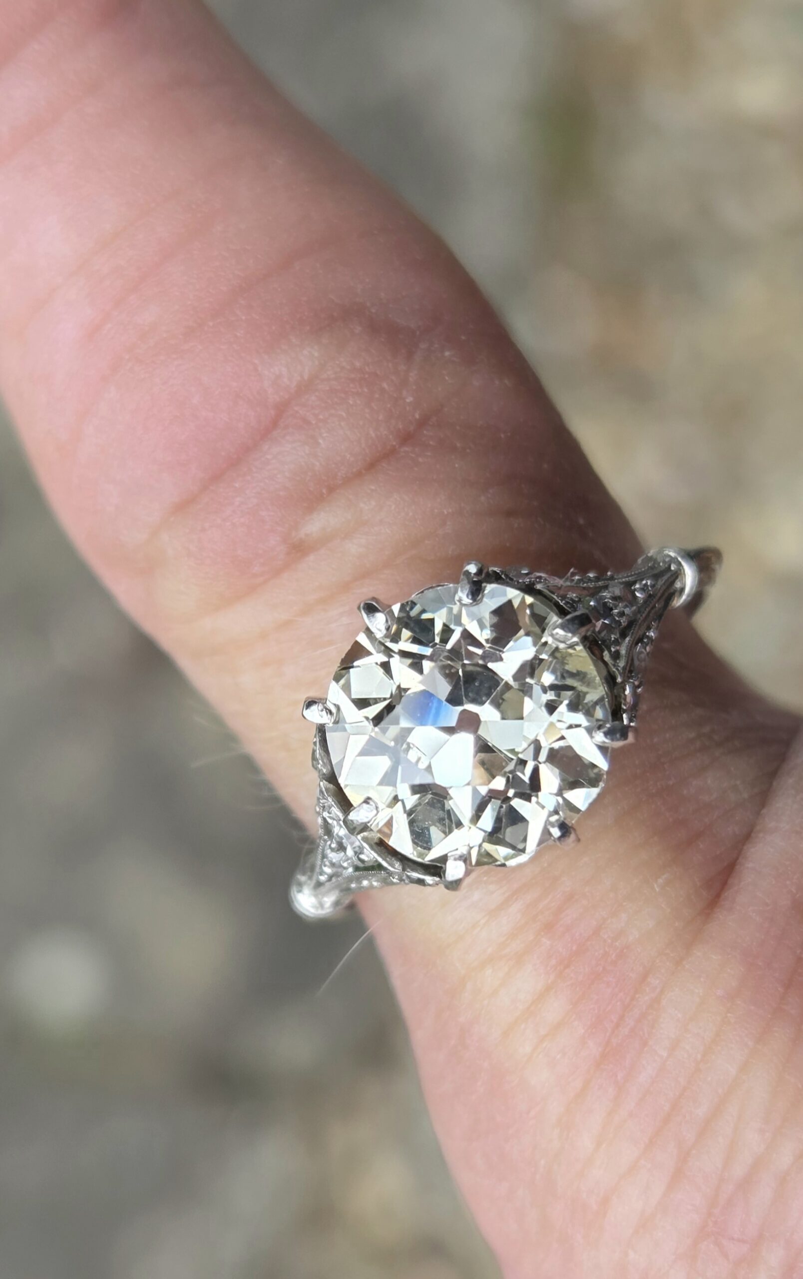 Original 1920s 3ct Old Cut Diamond Solitaire - Image 11