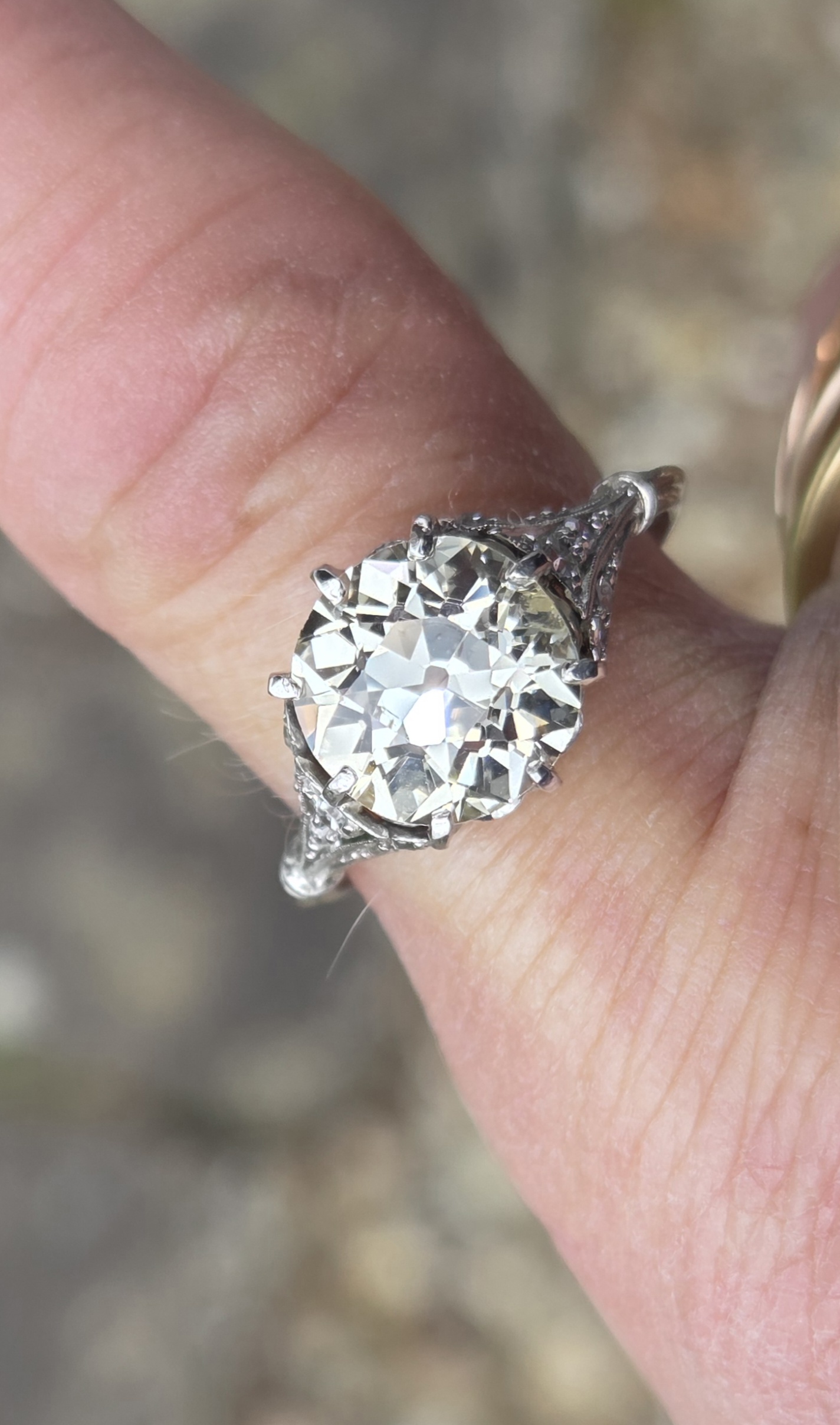 Original 1920s 3ct Old Cut Diamond Solitaire - Image 10