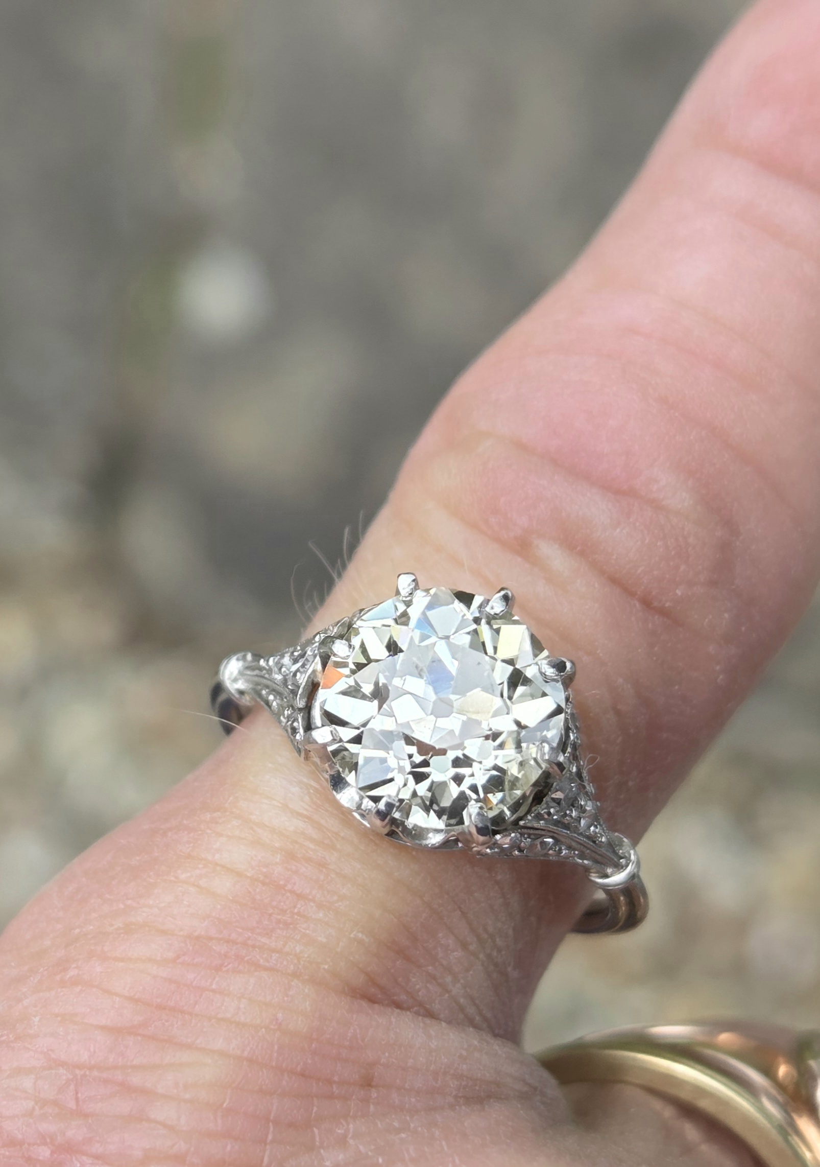 Original 1920s 3ct Old Cut Diamond Solitaire - Image 9