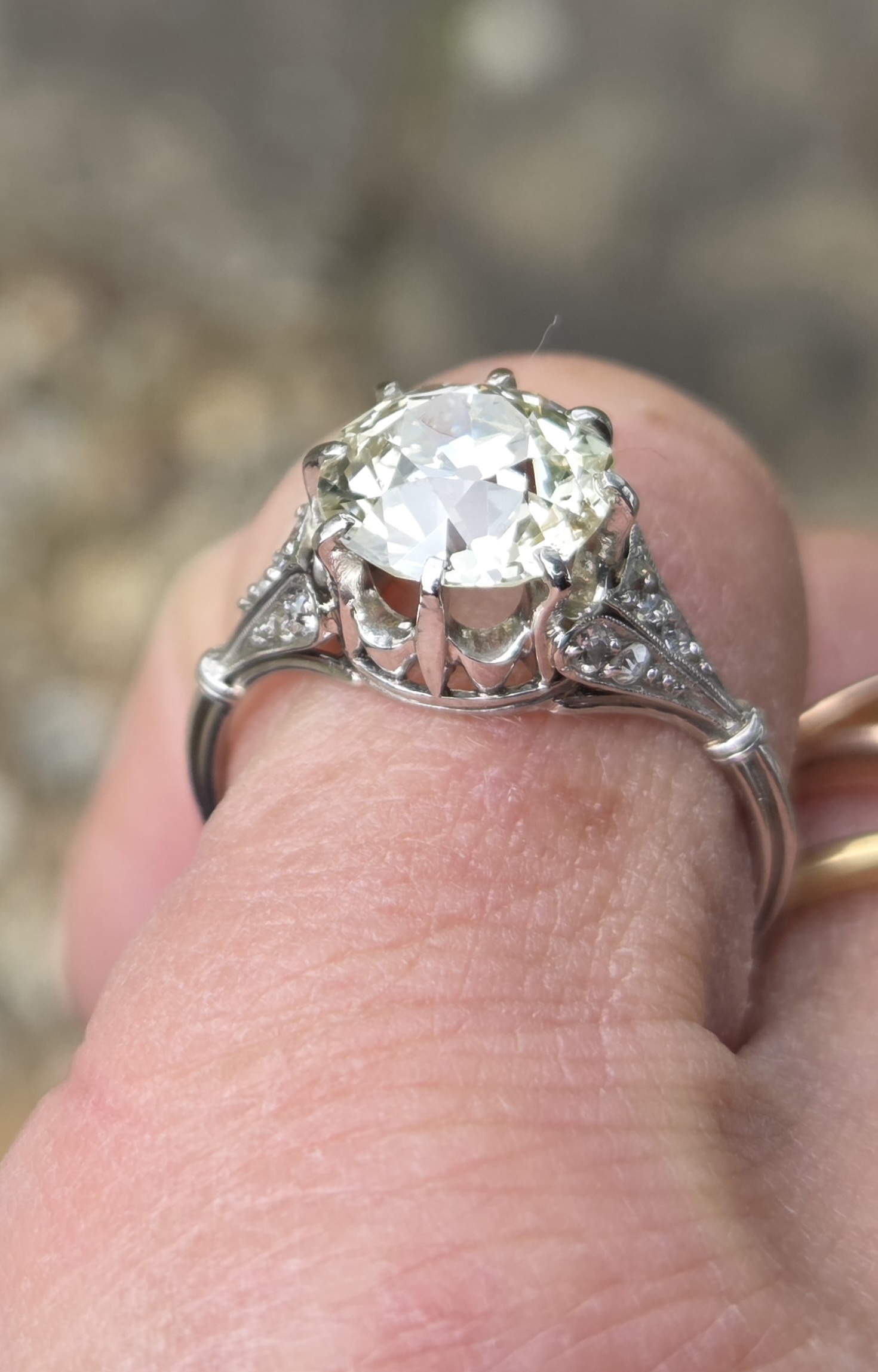 Original 1920s 3ct Old Cut Diamond Solitaire - Image 8