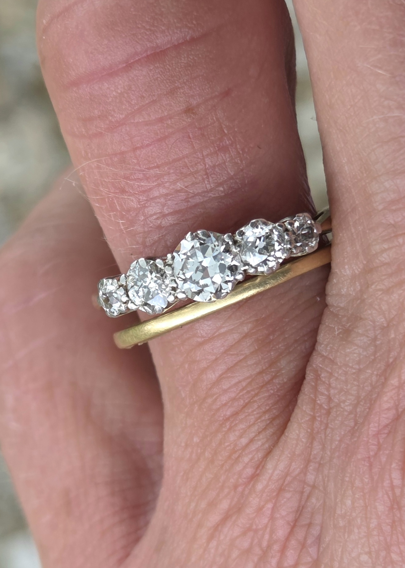 Classic SOLD. 5 stone Old cut Diamond Eternity ring - Image 9