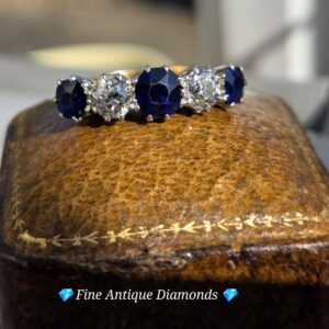 Exceptional Sapphire & Old Cut Diamond 5 stone/Eternity