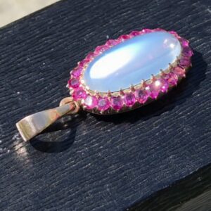 Incredible Moonstone & Burma Ruby pendant