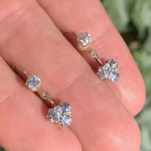 Super cute Clover leaf Old cut Diamond earrings.