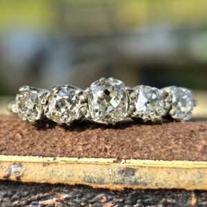 Old Mine cut Diamond 5 stone/eternity ring