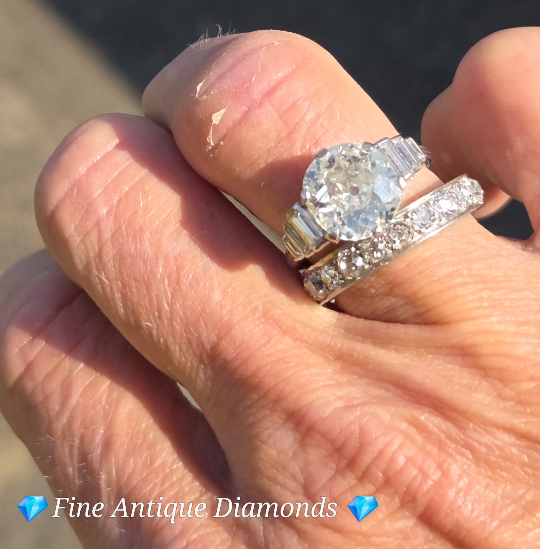 RESERVED. A Show stopper! Old cut Diamond solitaire! - Image 5