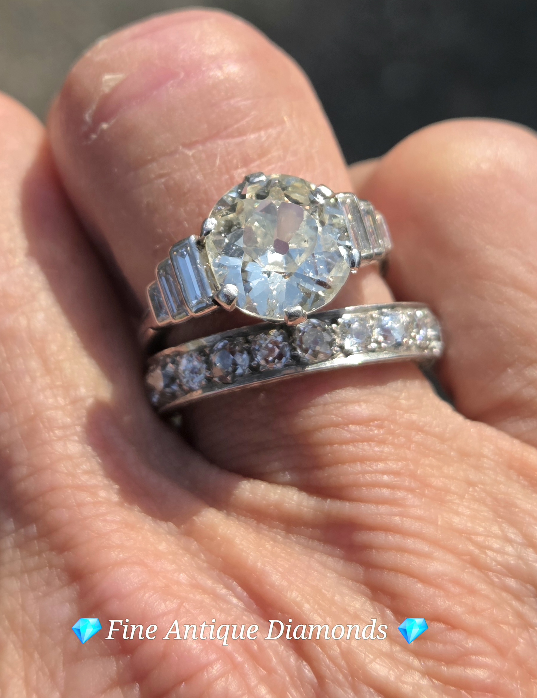 RESERVED. A Show stopper! Old cut Diamond solitaire! - Image 9