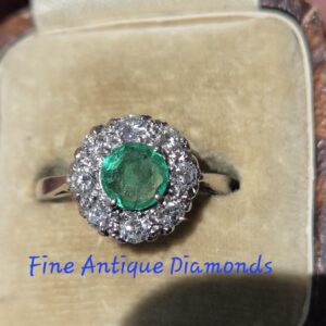 Pretty Colombian Emerald & Diamond cluster ring