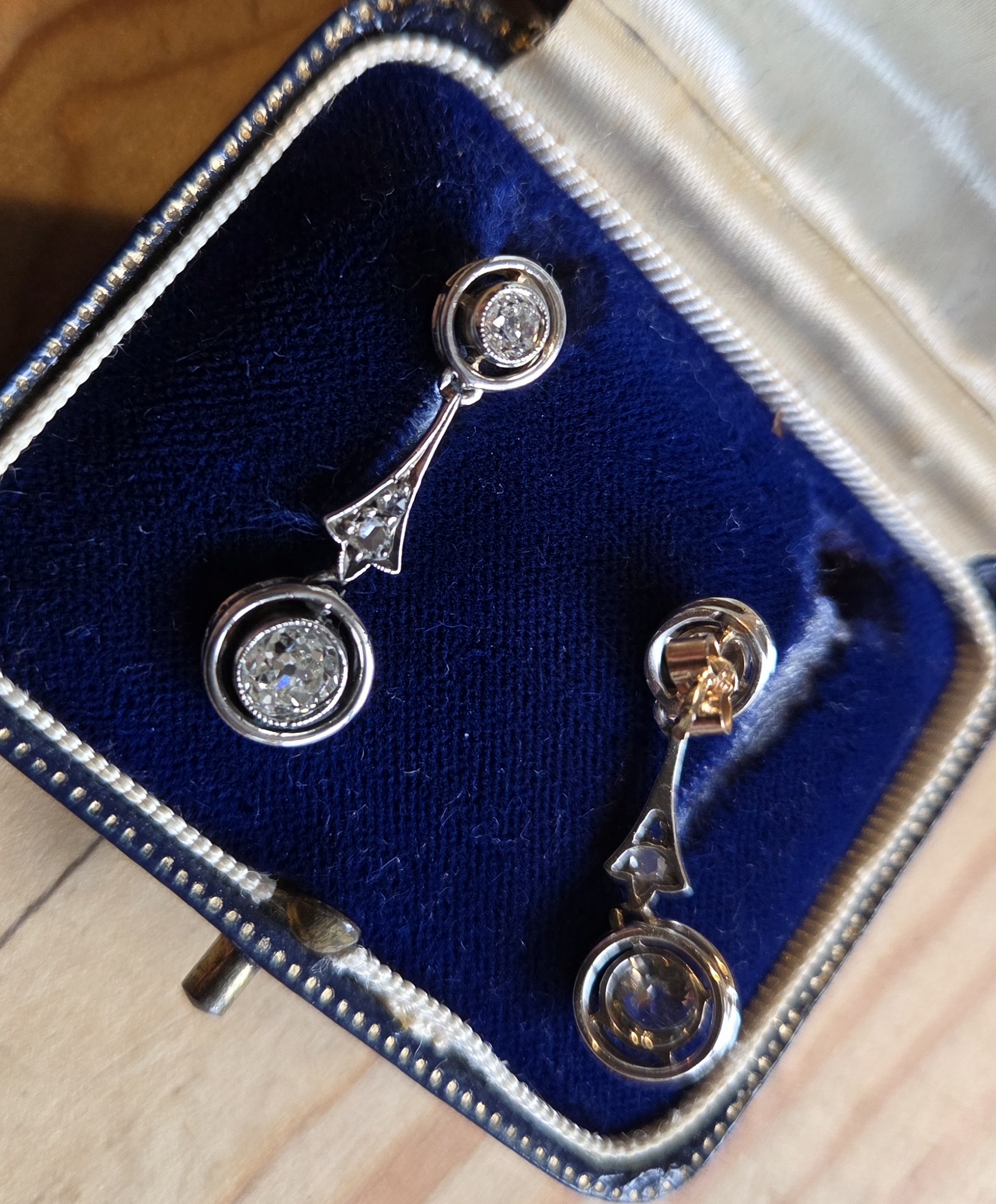 Victorian Old Mine cut Diamond Drop earrings - Image 5