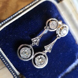 Victorian Old Mine cut Diamond Drop earrings