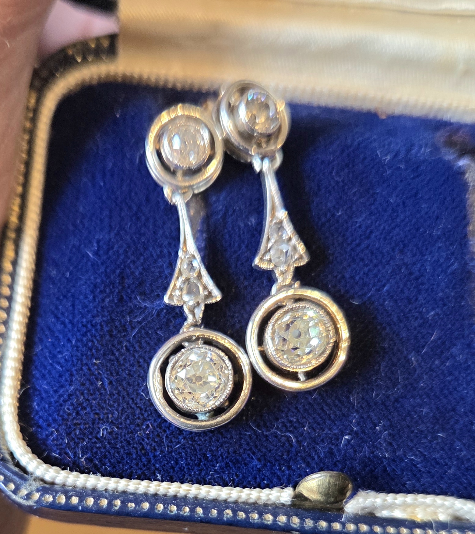 Victorian Old Mine cut Diamond Drop earrings - Image 3