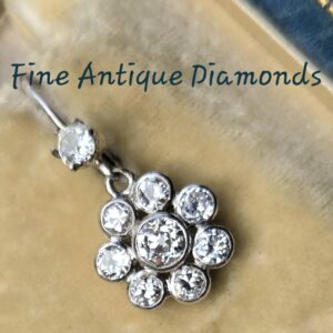 SOLD. Charming Old cut Diamond Daisy drop earrings