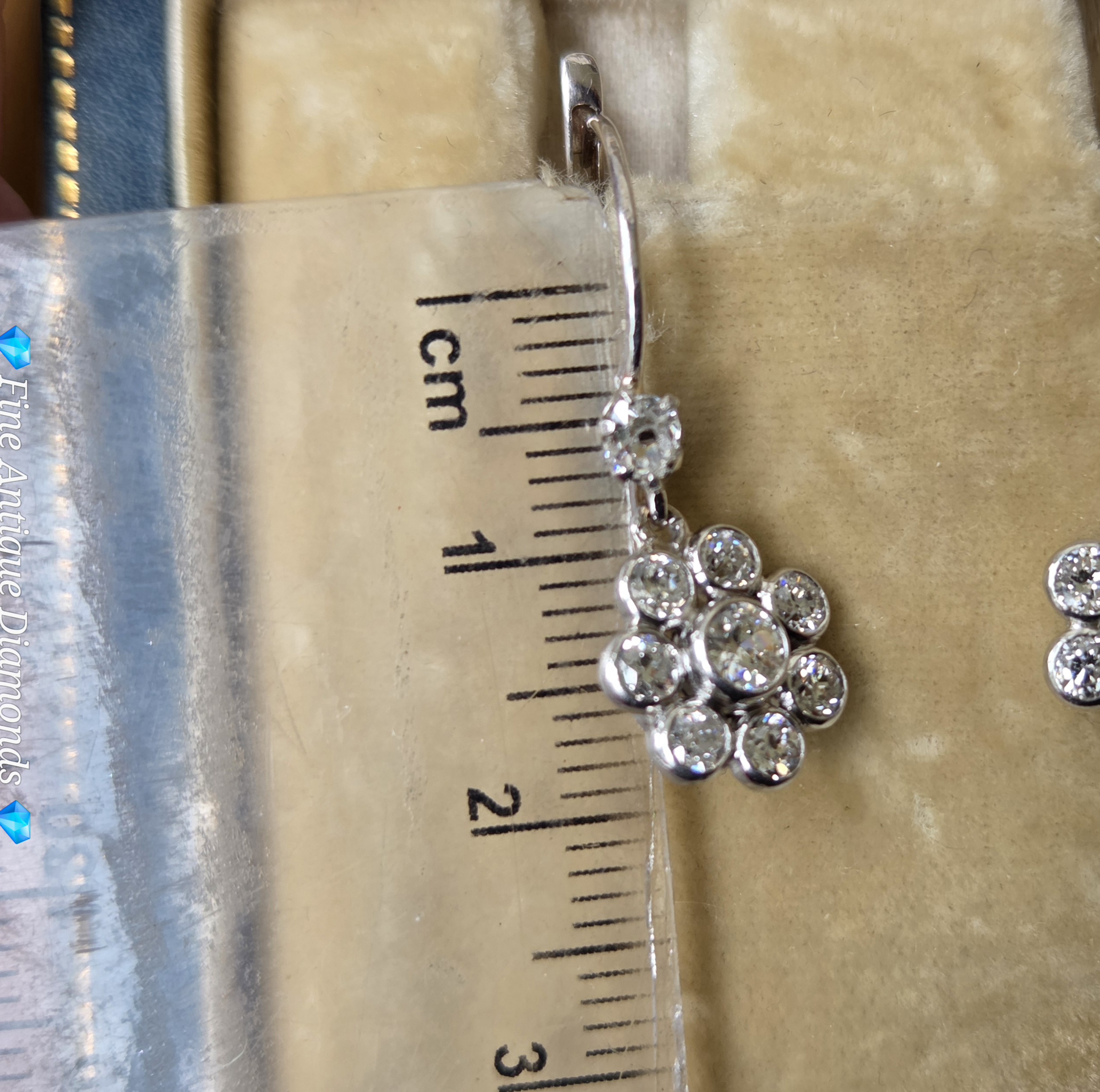 SOLD. Charming Old cut Diamond Daisy drop earrings - Image 10