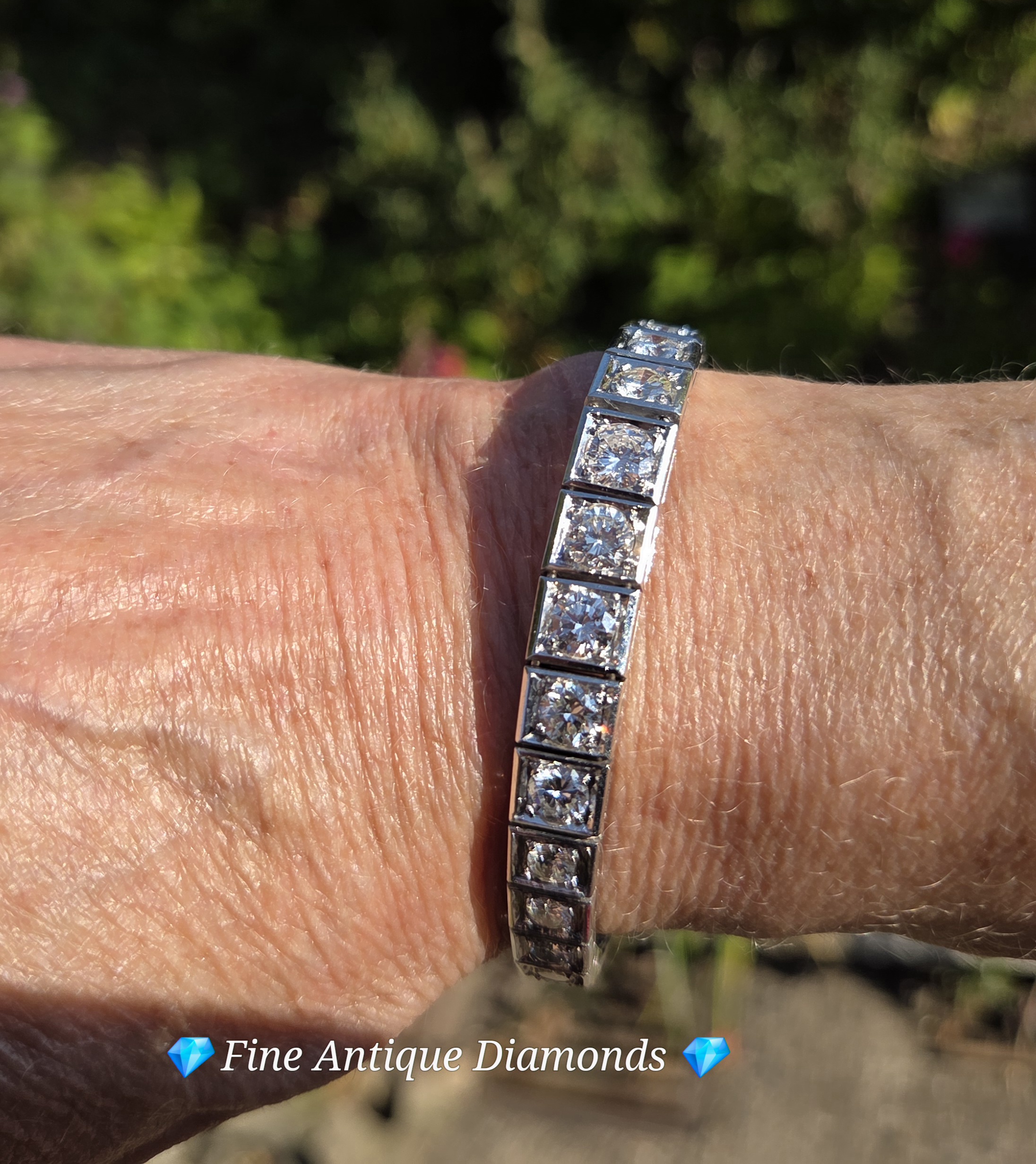 Art Deco 10ct Antique Diamond tennis/line bracelet - Image 5