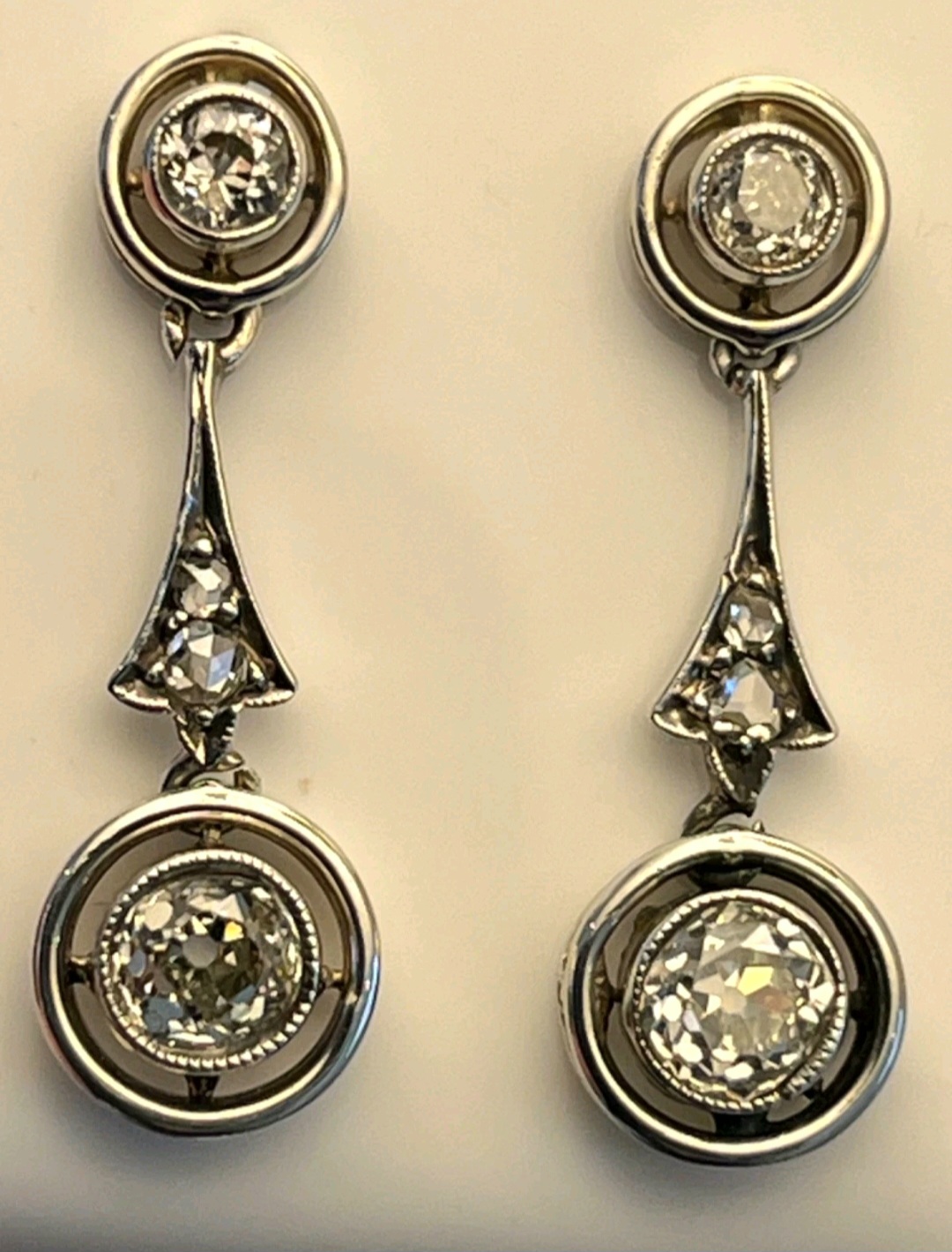 Victorian Old Mine cut Diamond Drop earrings - Image 11