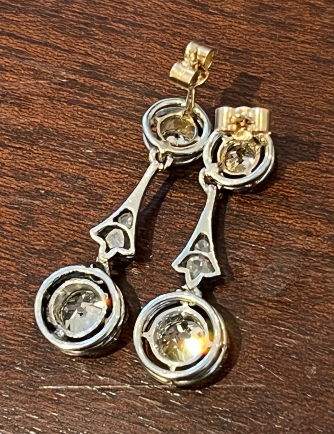 Victorian Old Mine cut Diamond Drop earrings - Image 6