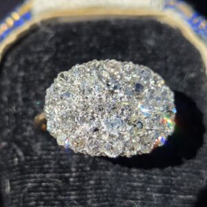 Edwardian Old Mine cut cluster ring