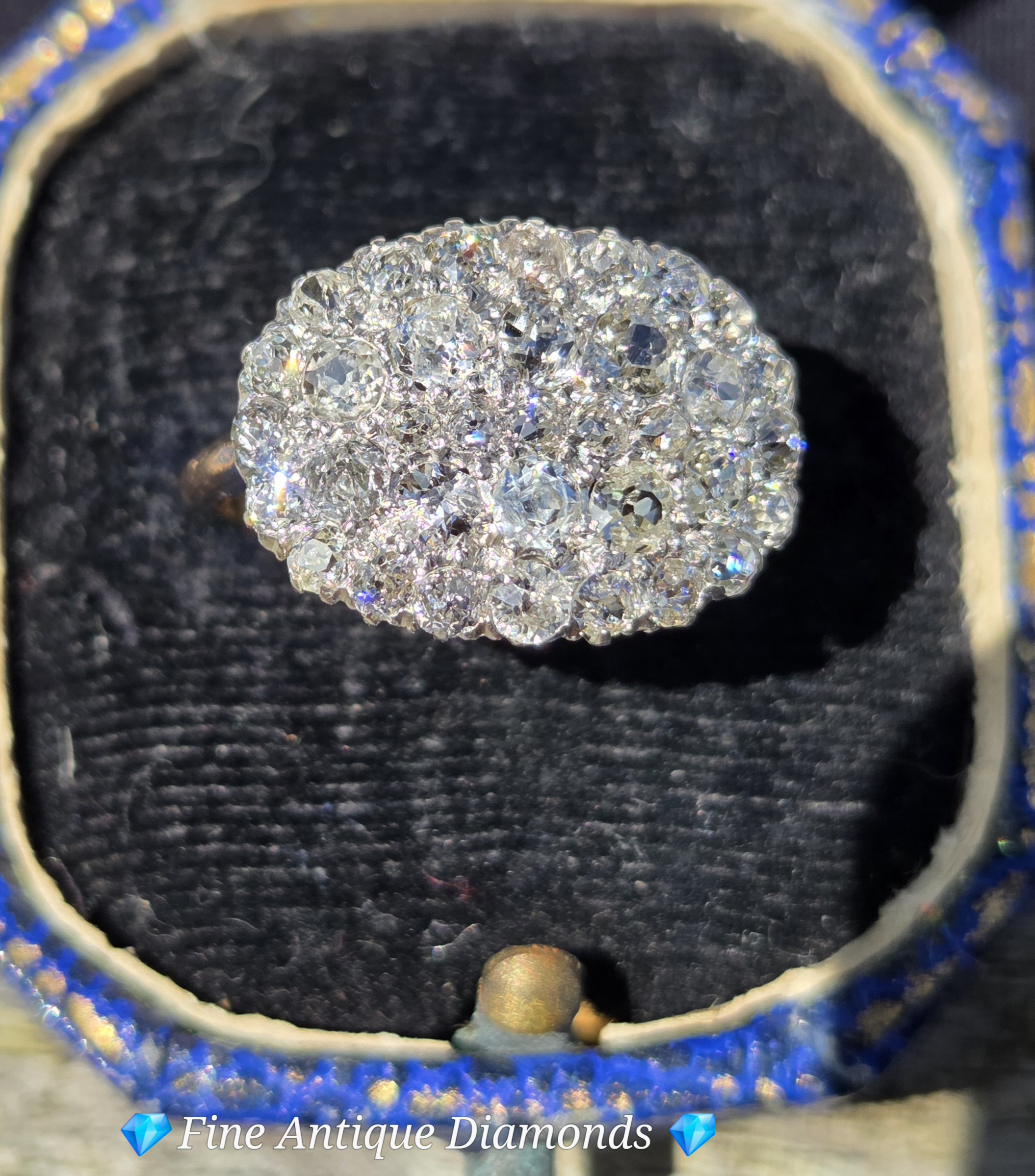 Edwardian Old Mine cut cluster ring - Image 9