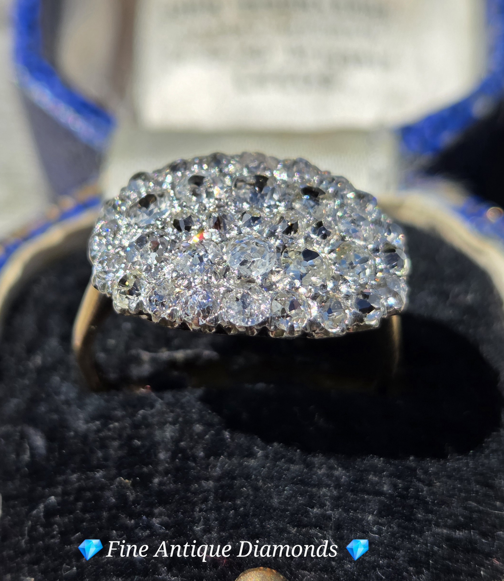Edwardian Old Mine cut cluster ring - Image 8