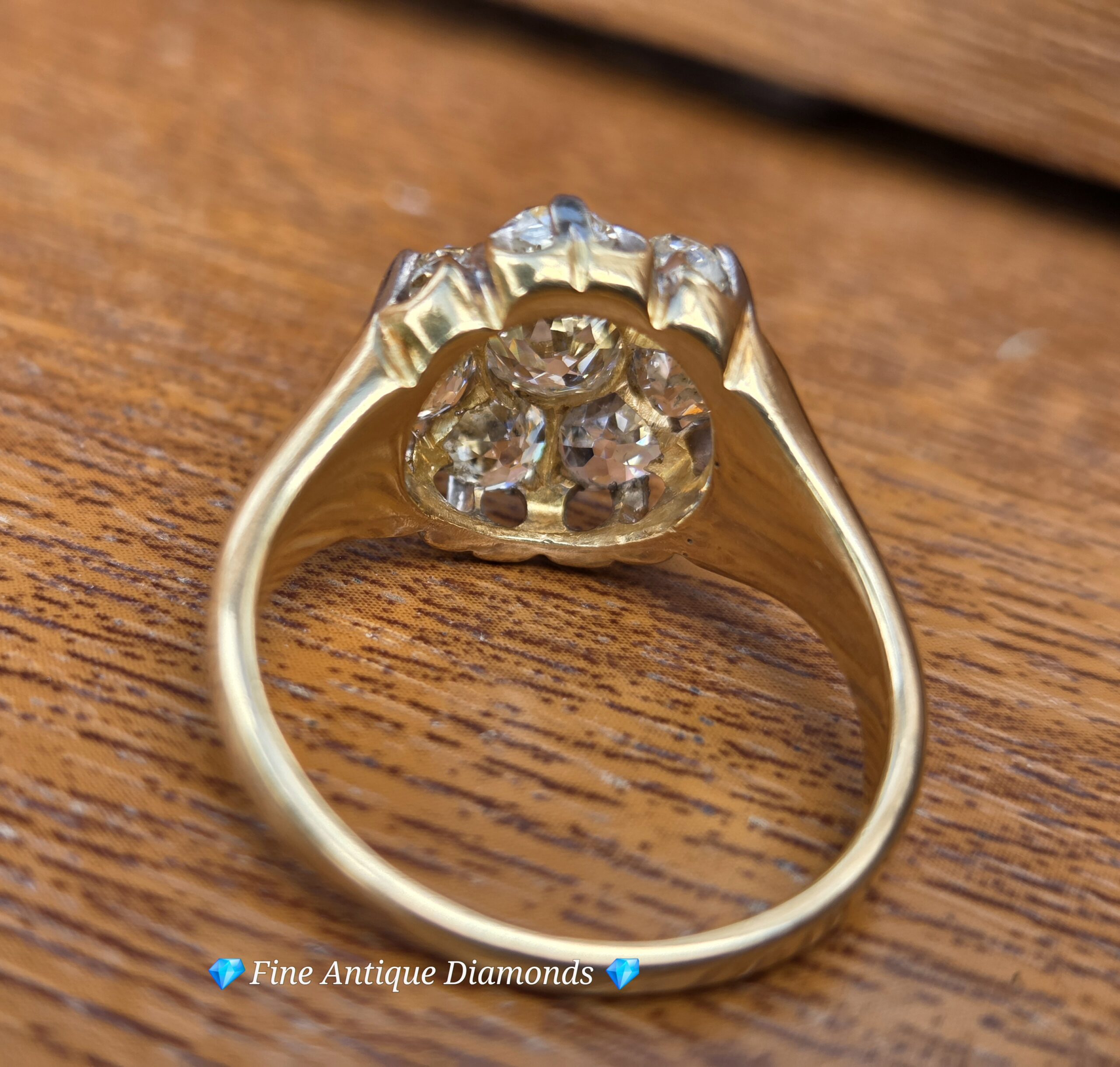 An Incredible Victorian Old Mine cut Diamond Cluster ring - Image 9