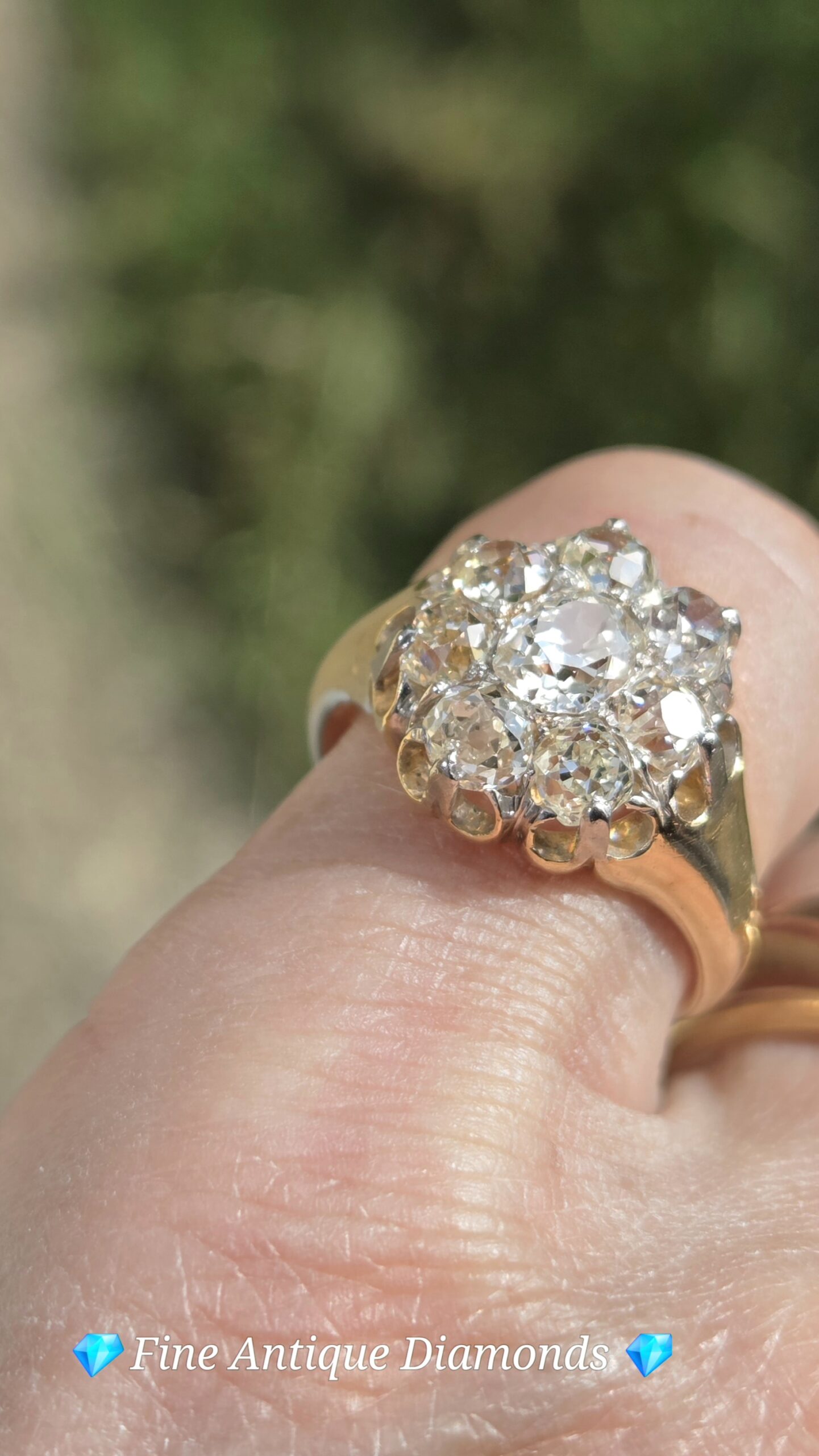 An Incredible Victorian Old Mine cut Diamond Cluster ring - Image 11