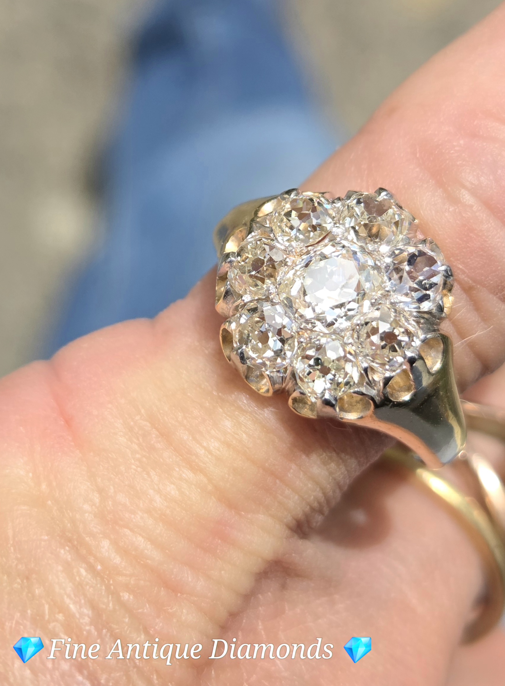 An Incredible Victorian Old Mine cut Diamond Cluster ring - Image 12