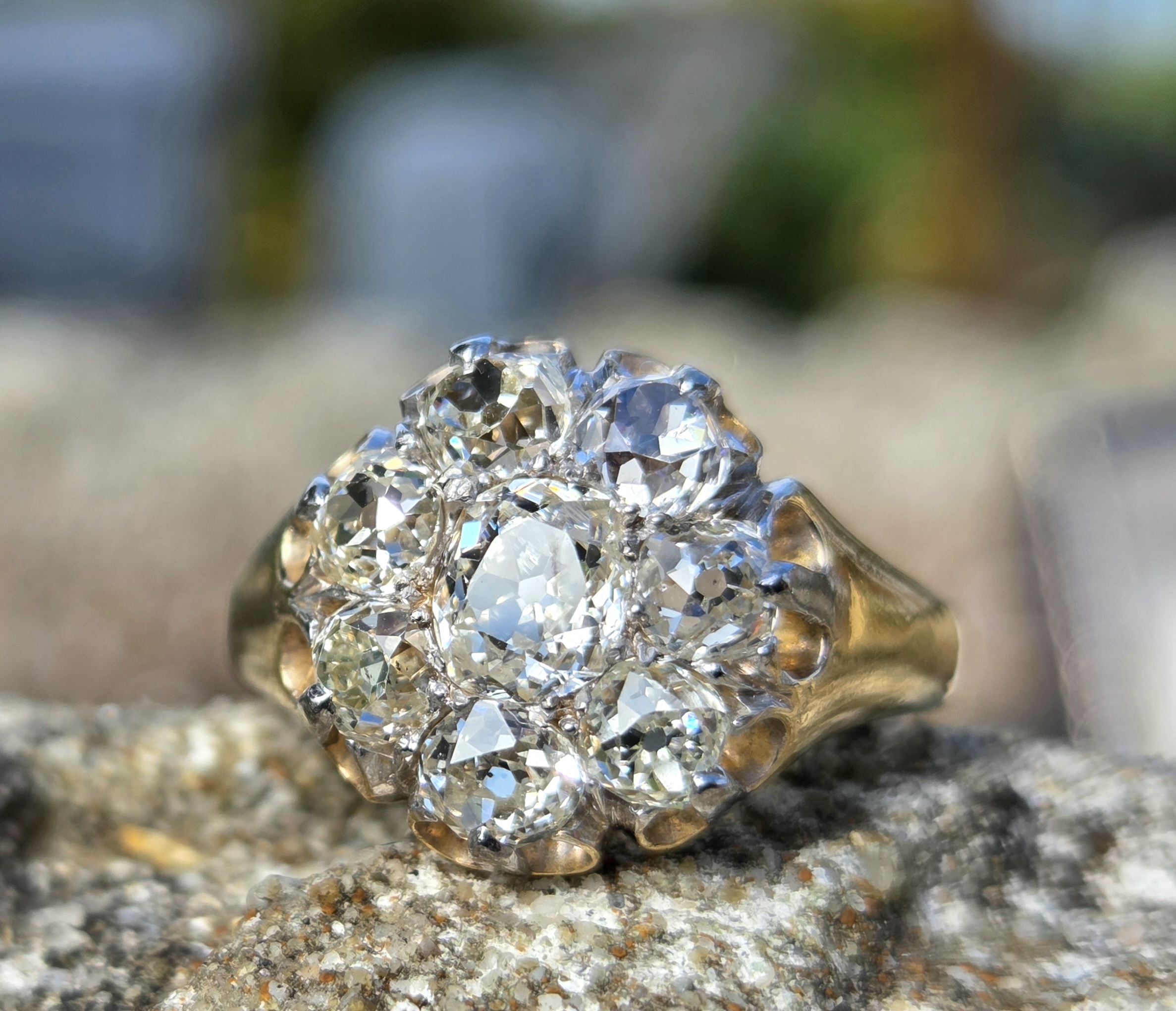 An Incredible Victorian Old Mine cut Diamond Cluster ring - Image 13