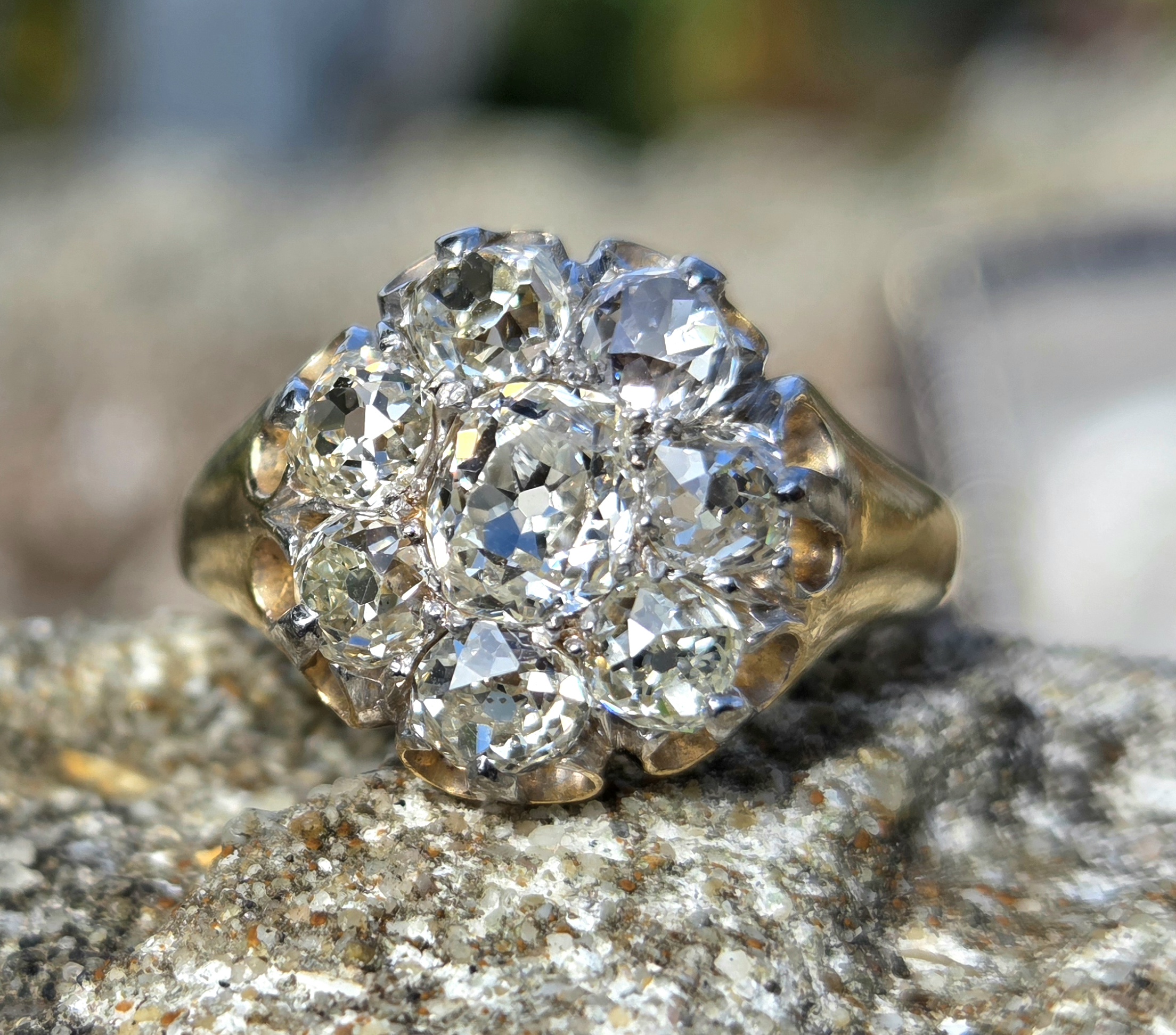 An Incredible Victorian Old Mine cut Diamond Cluster ring - Image 14