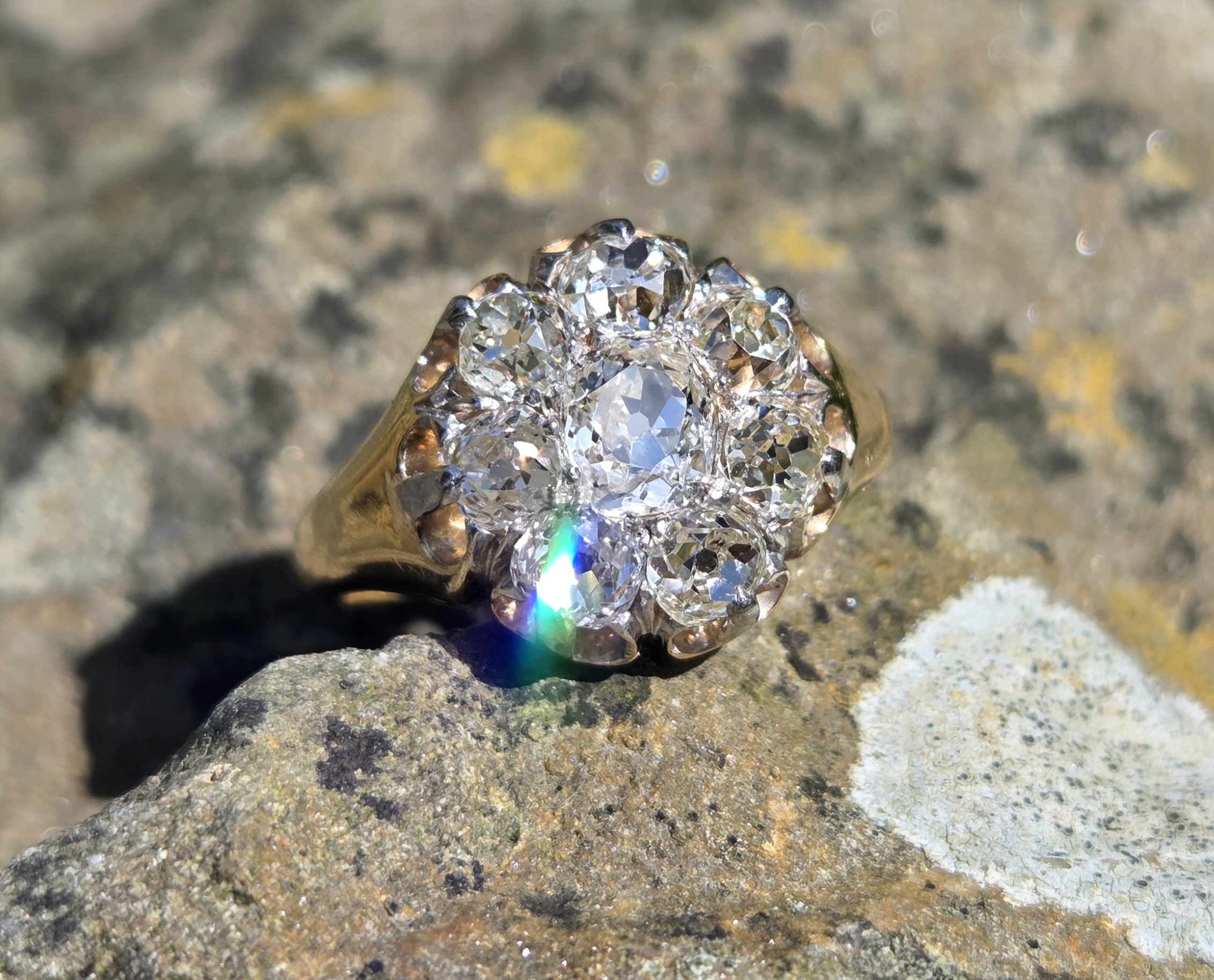 An Incredible Victorian Old Mine cut Diamond Cluster ring - Image 3