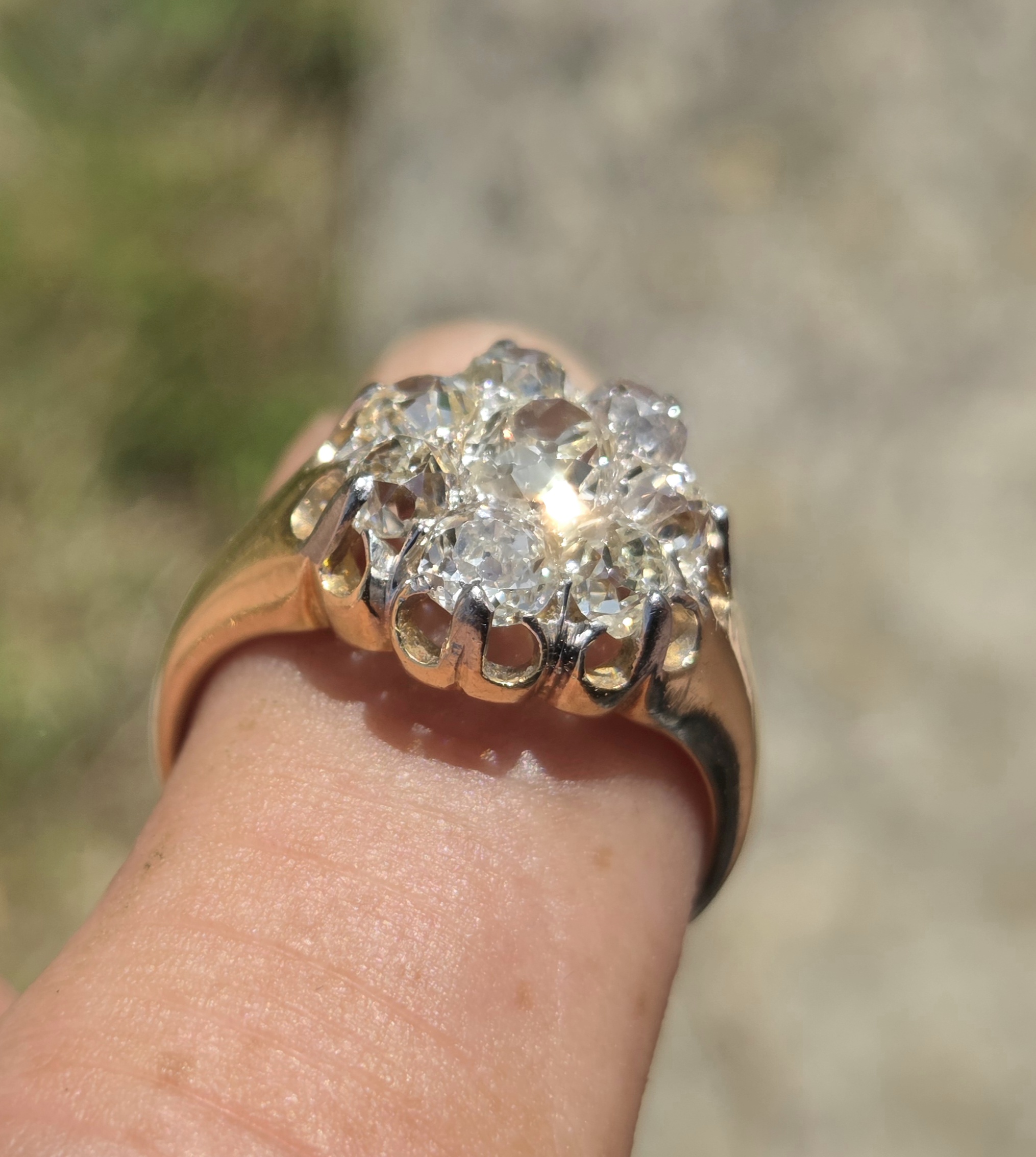An Incredible Victorian Old Mine cut Diamond Cluster ring - Image 5