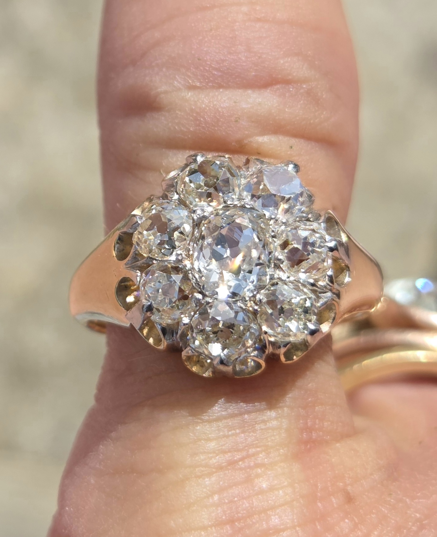 An Incredible Victorian Old Mine cut Diamond Cluster ring - Image 2