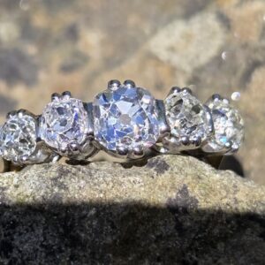 2ct Old Mine cut Diamond 5 stone Eternity ring