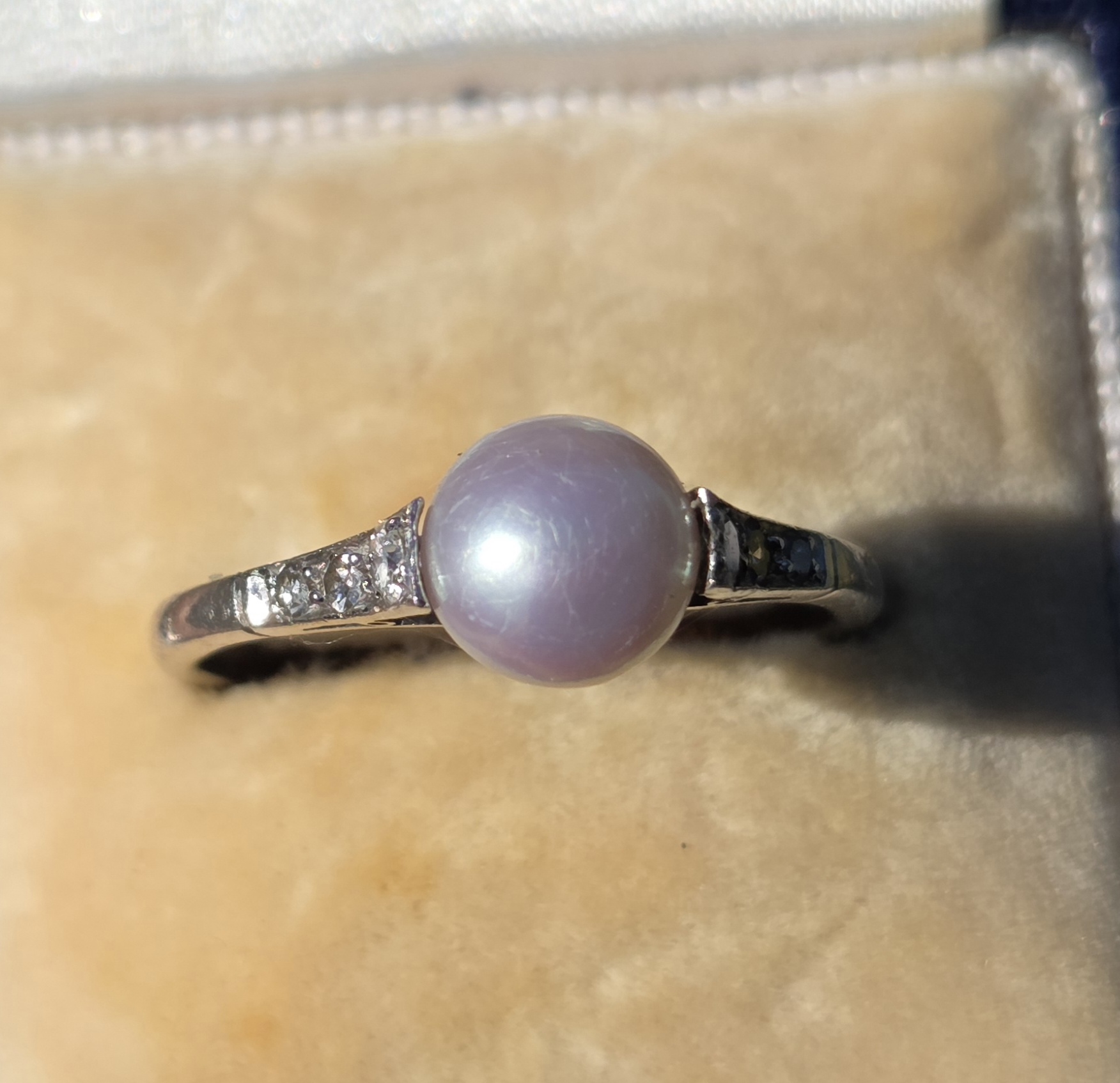 Art Deco natural Pearl & Diamond solitaire. - Image 2