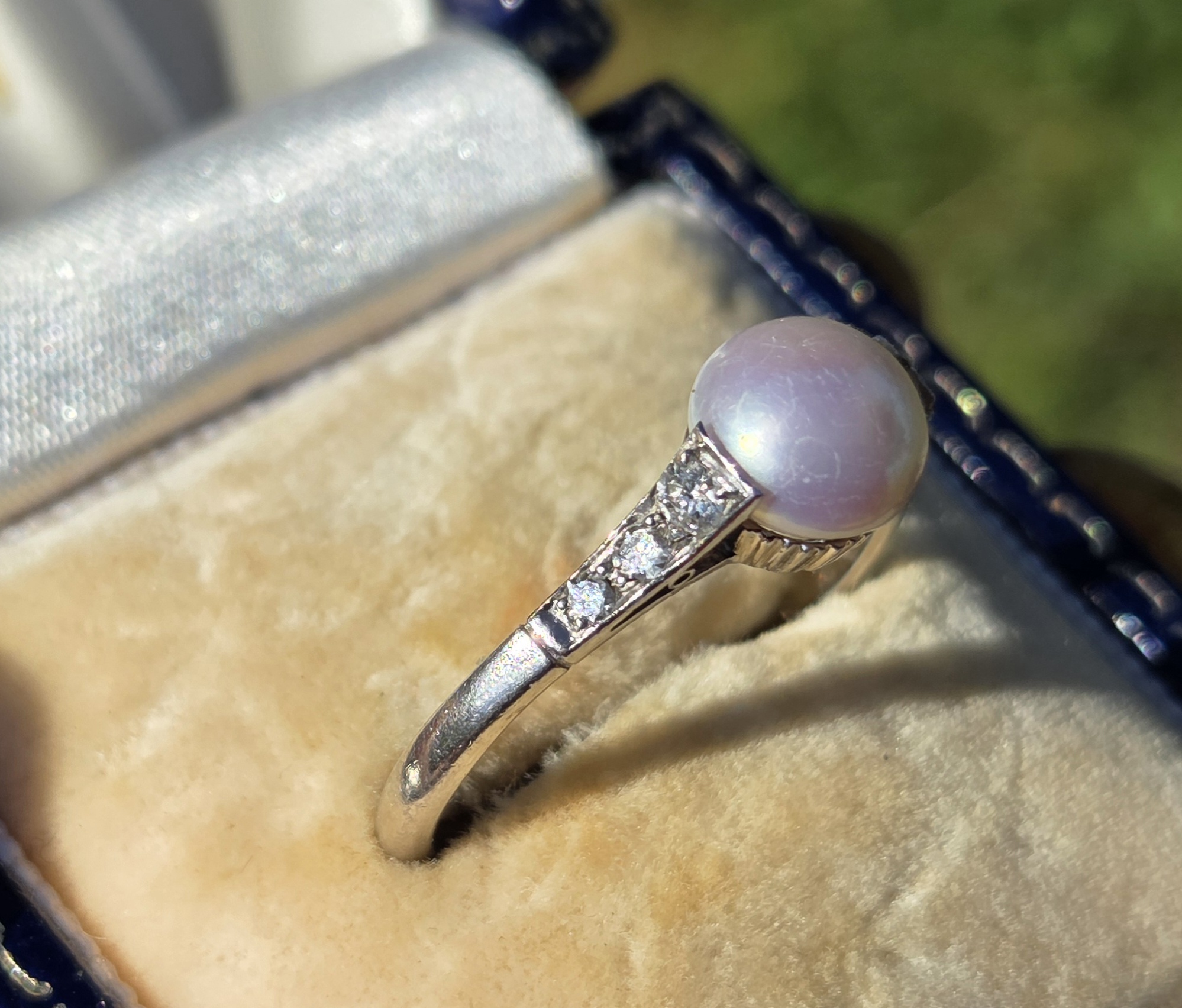 Art Deco natural Pearl & Diamond solitaire. - Image 10