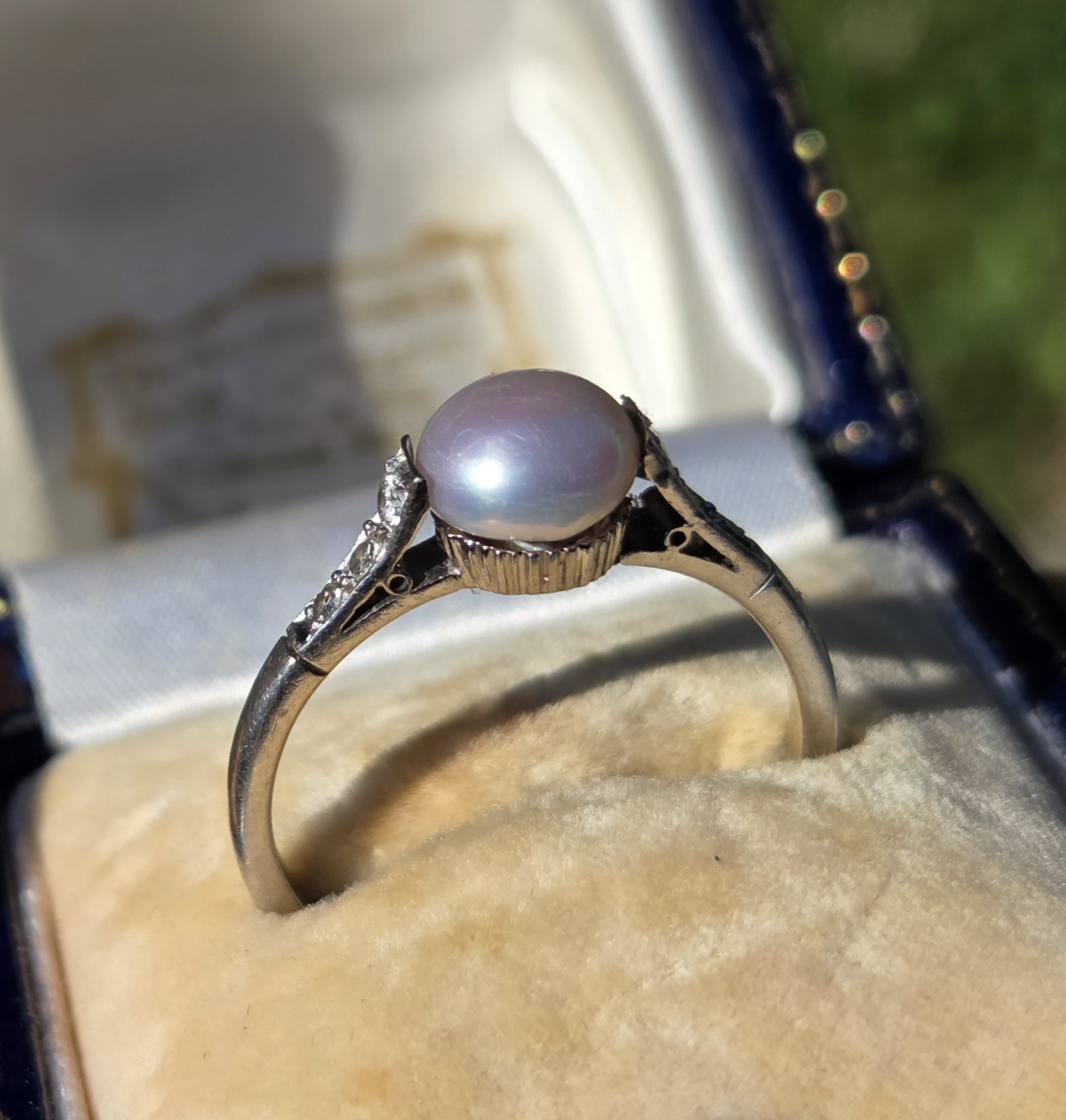 Art Deco natural Pearl & Diamond solitaire. - Image 9
