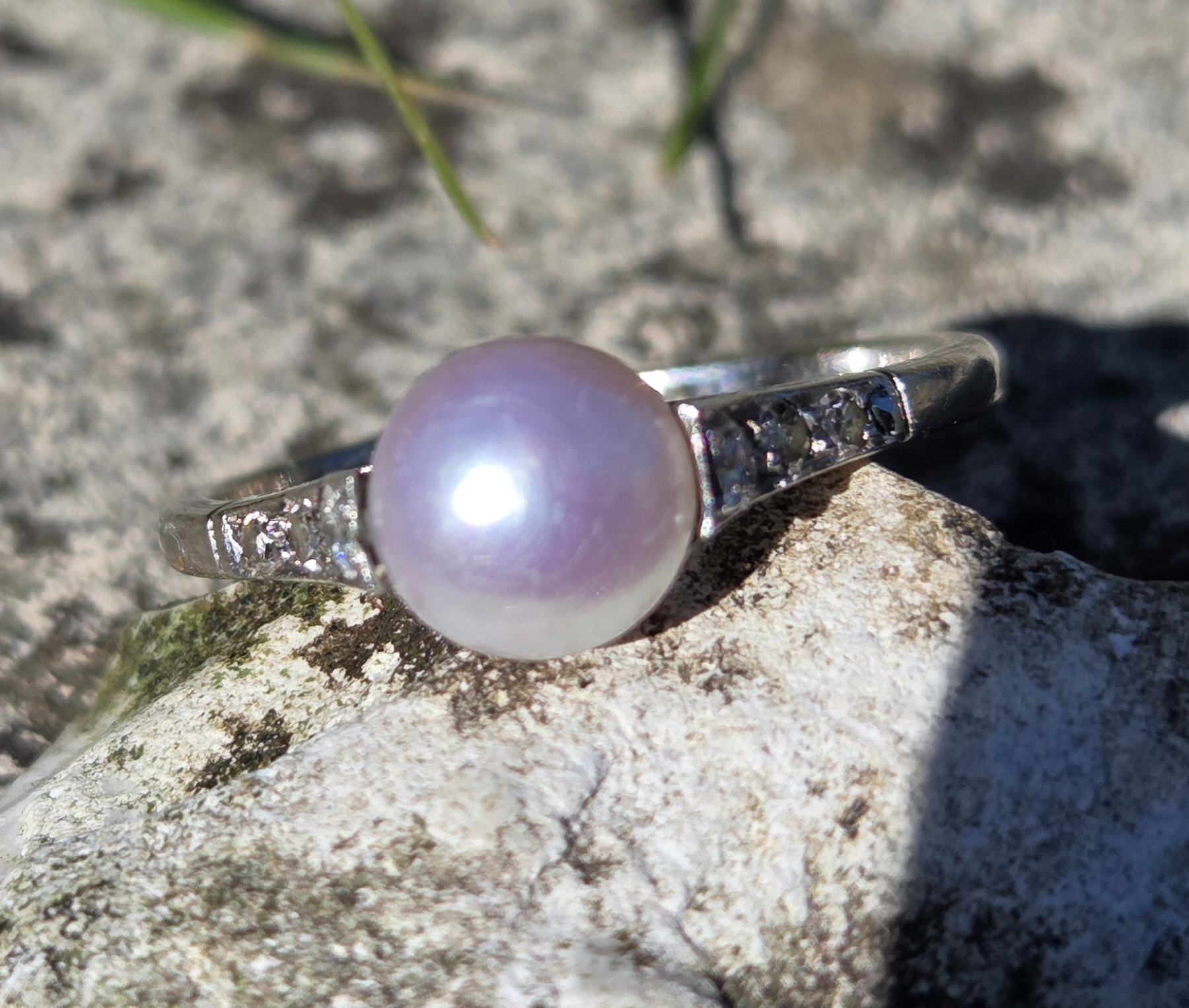 Art Deco natural Pearl & Diamond solitaire.