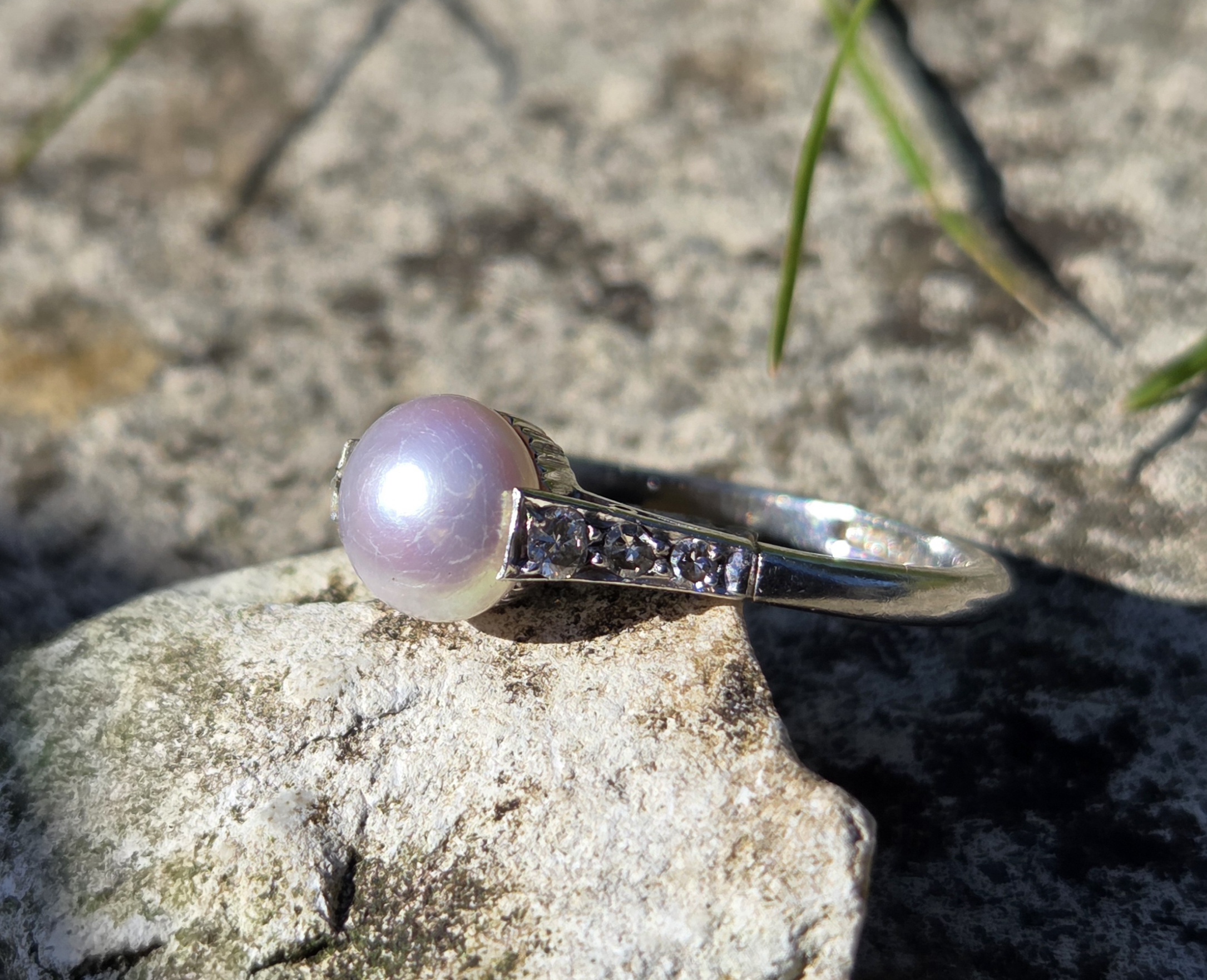 Art Deco natural Pearl & Diamond solitaire. - Image 3