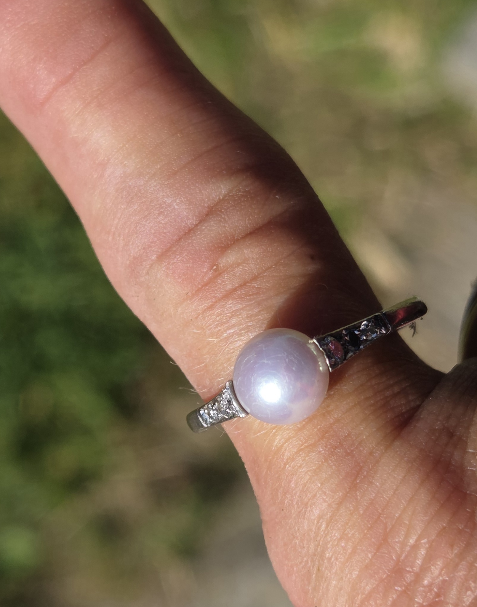 Art Deco natural Pearl & Diamond solitaire. - Image 5