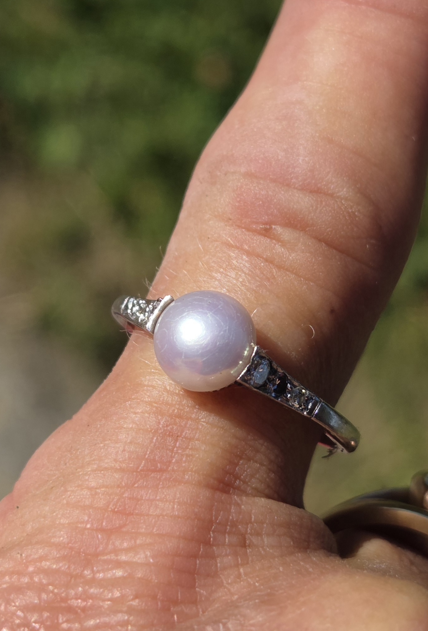 Art Deco natural Pearl & Diamond solitaire. - Image 6