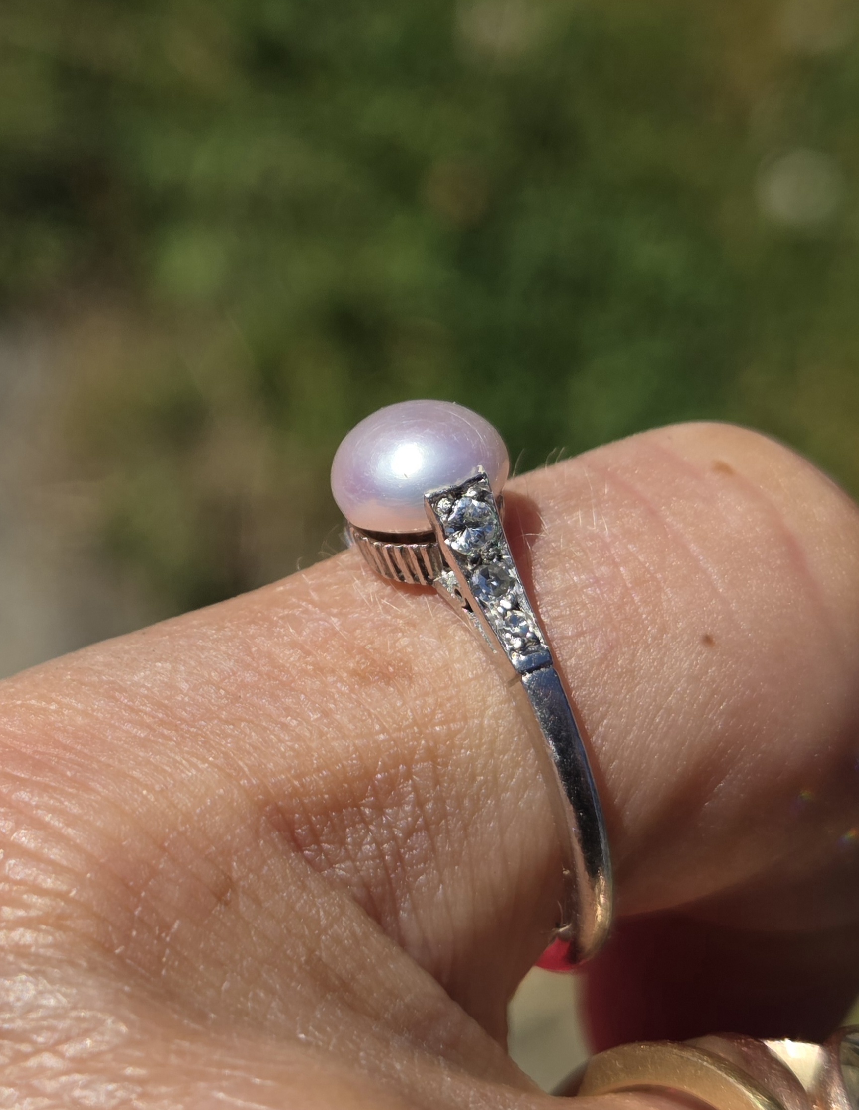 Art Deco natural Pearl & Diamond solitaire. - Image 11