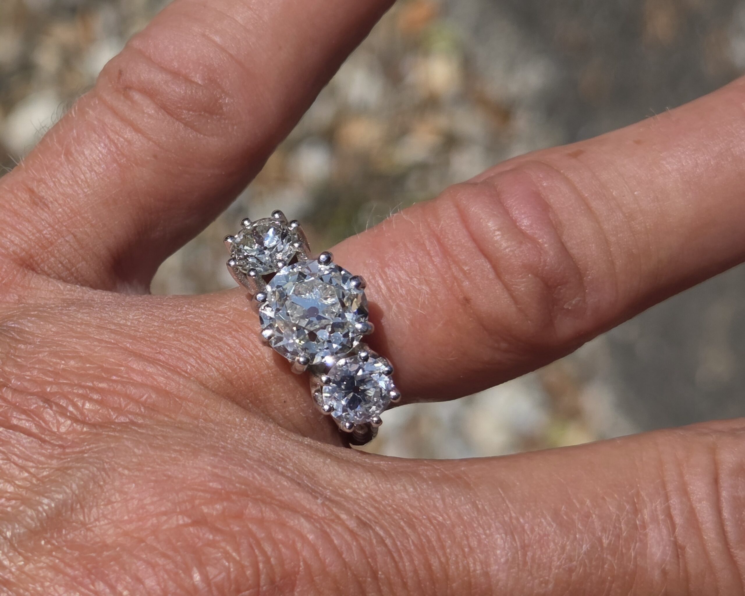Almost 5ct! An Exceptional Old Cut Diamond Trilogy. - Image 8