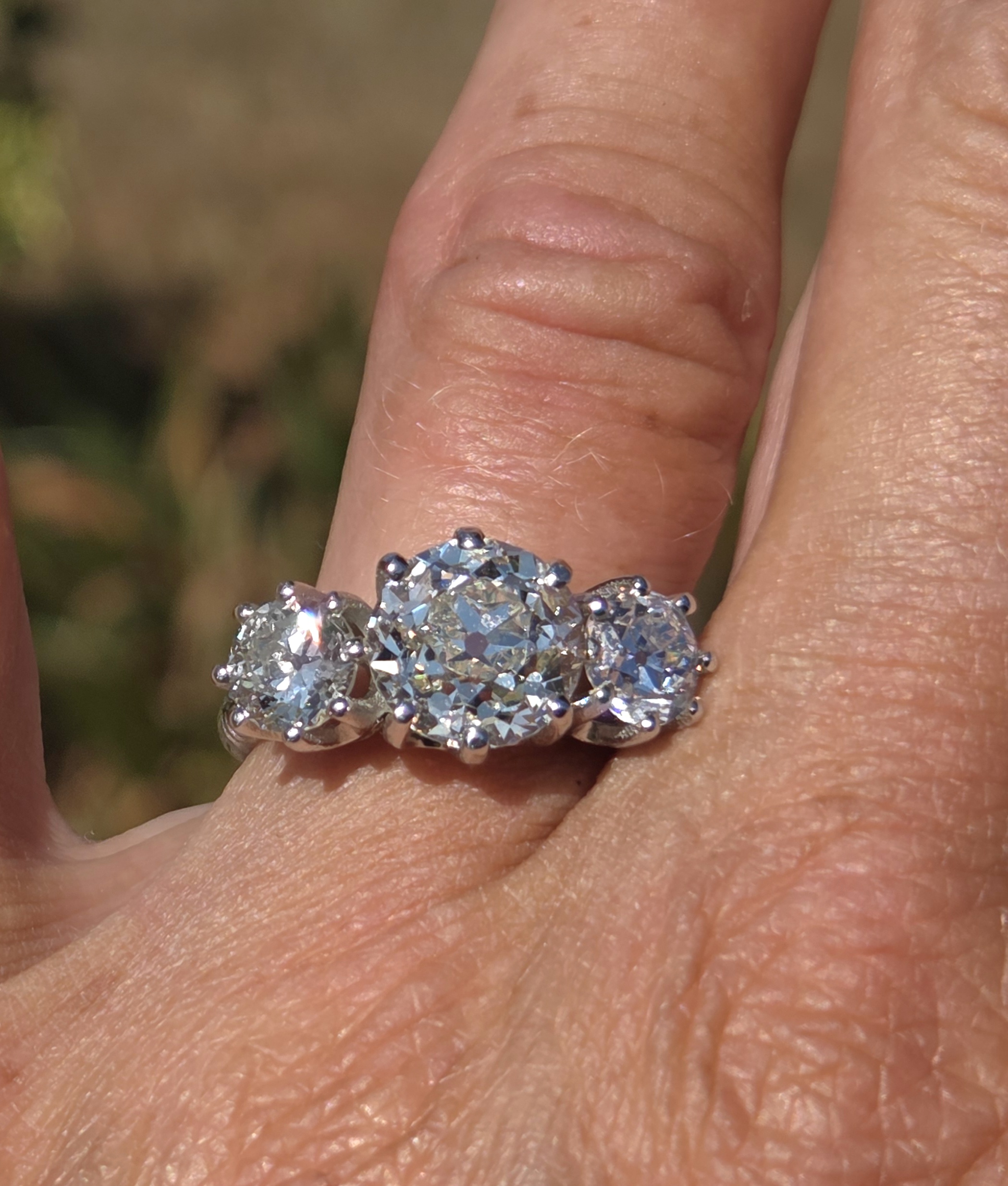 Almost 5ct! An Exceptional Old Cut Diamond Trilogy.