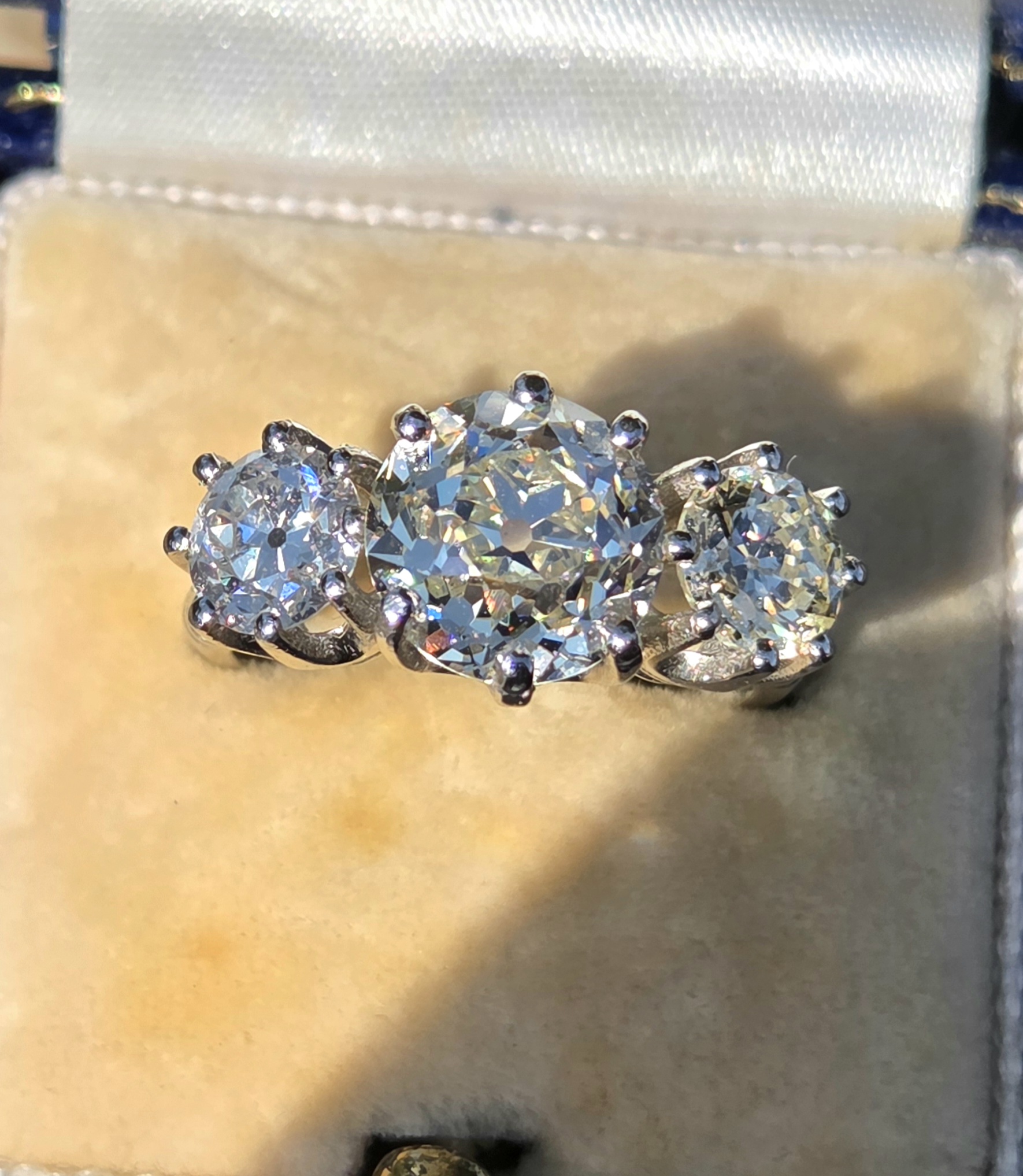Almost 5ct! An Exceptional Old Cut Diamond Trilogy. - Image 2