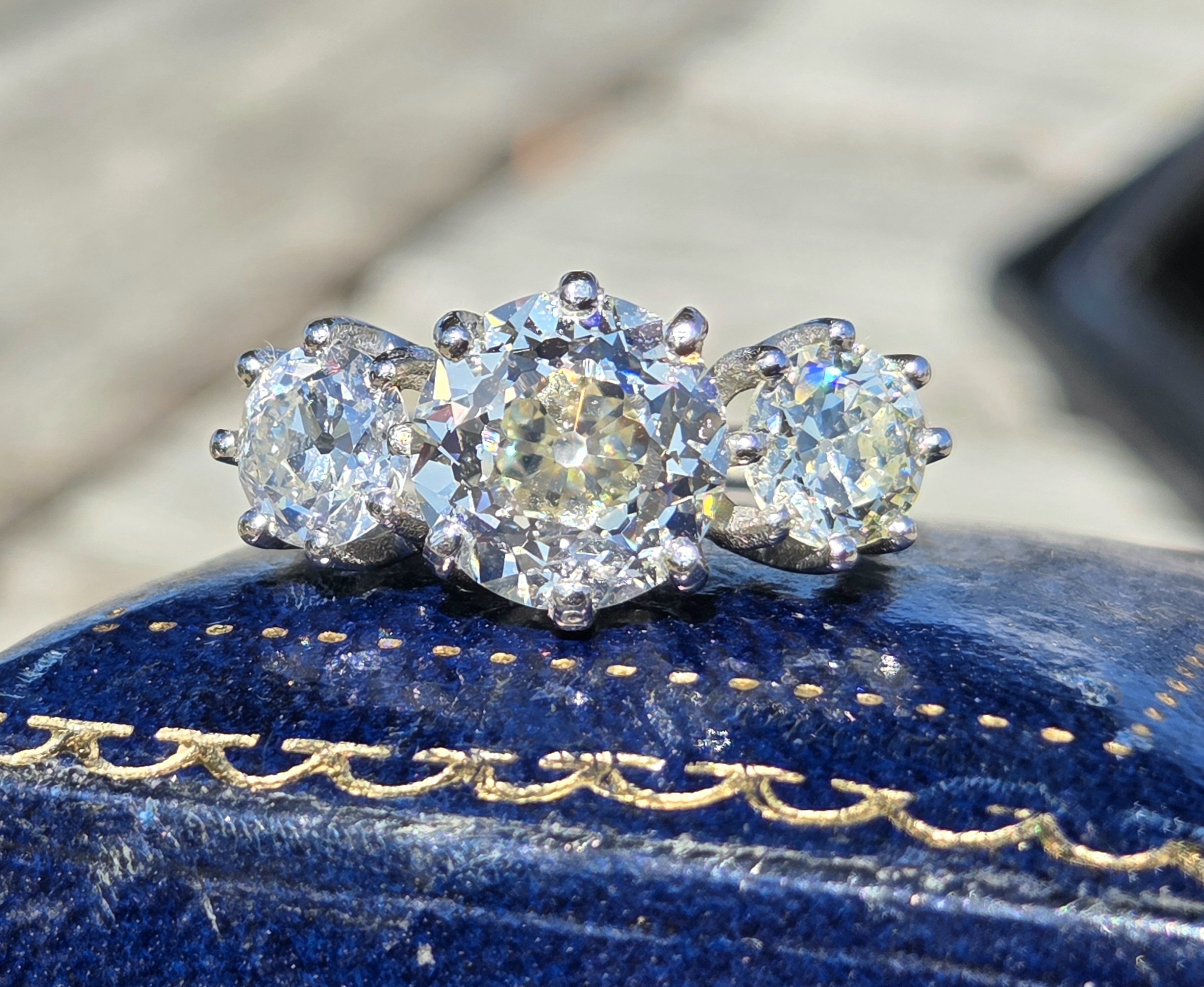 Almost 5ct! An Exceptional Old Cut Diamond Trilogy. - Image 4