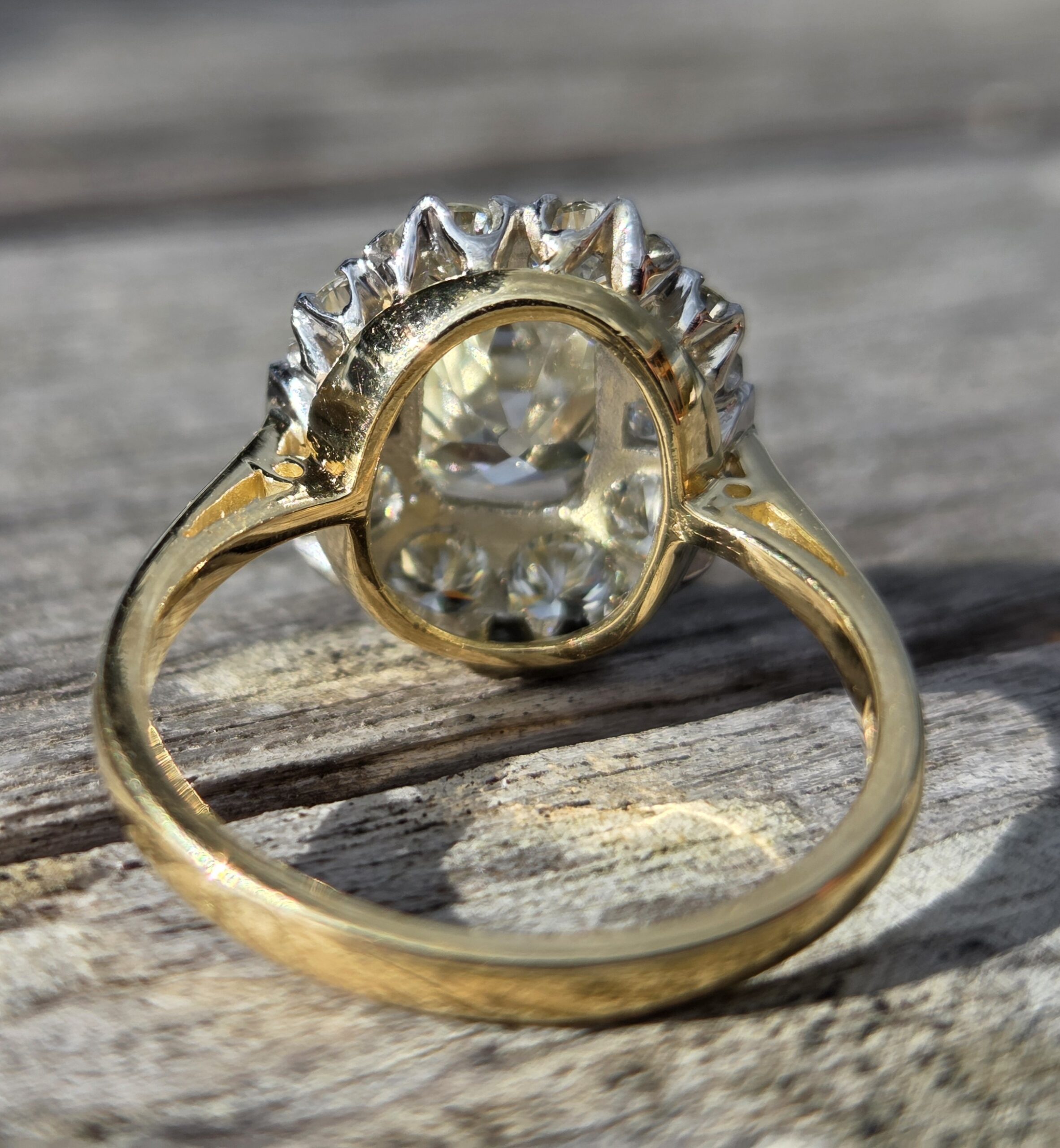 SOLD. 3.50ct Old Mine cut Diamond Cluster ring. - Image 5