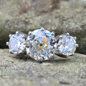 An Exceptional Old cut Diamond 3 stone/Trilogy