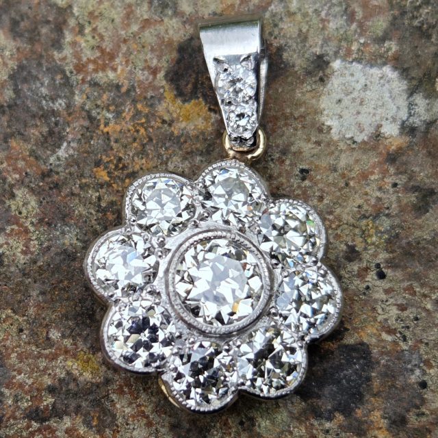 SOLD. Fabulous 2.25ct Old cut Diamond Pendant.