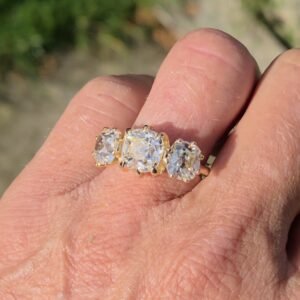 A ring of a lifetime! Old Mine cut Diamond Trilogy.